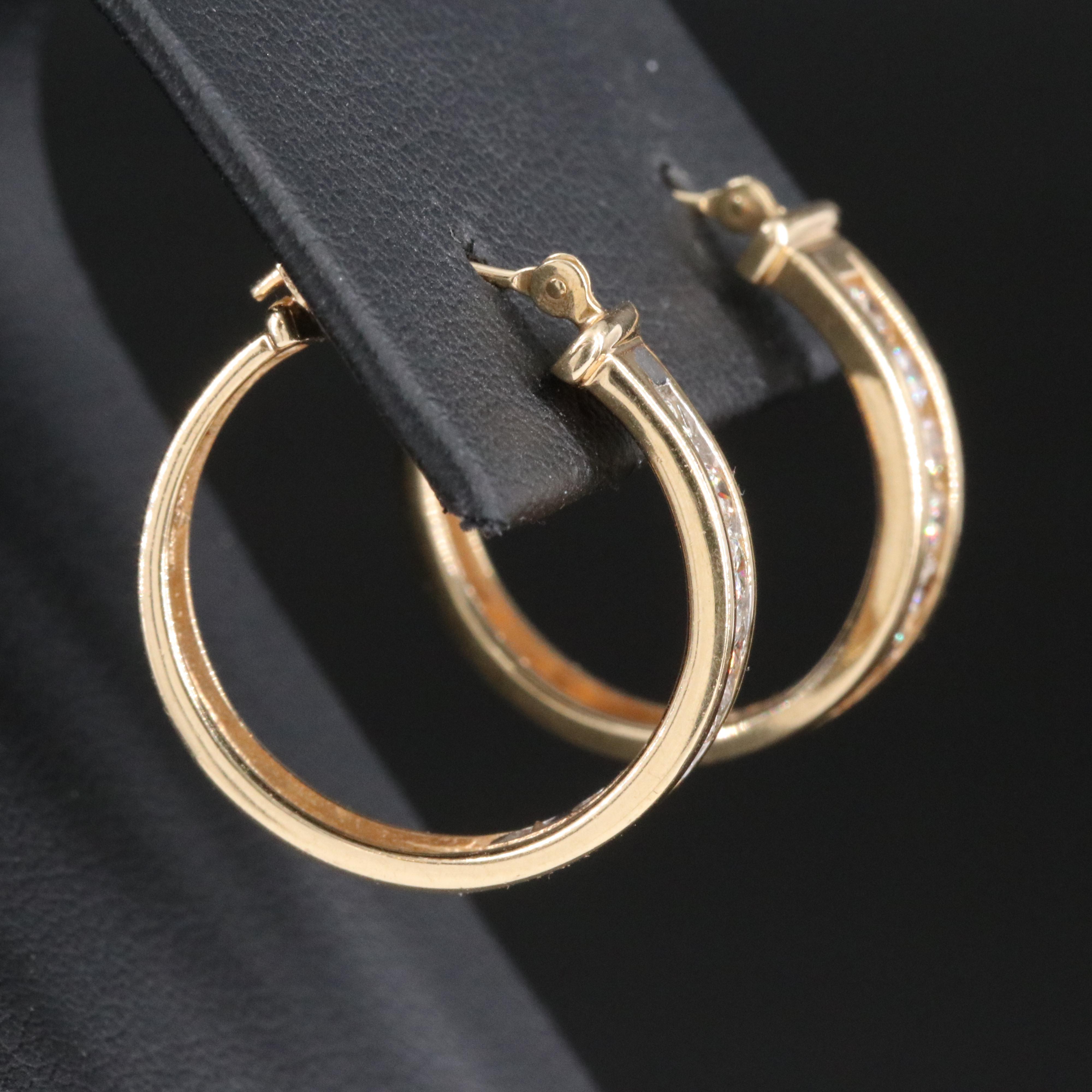 14K 1.00 CTW Diamond Hoop Earrings