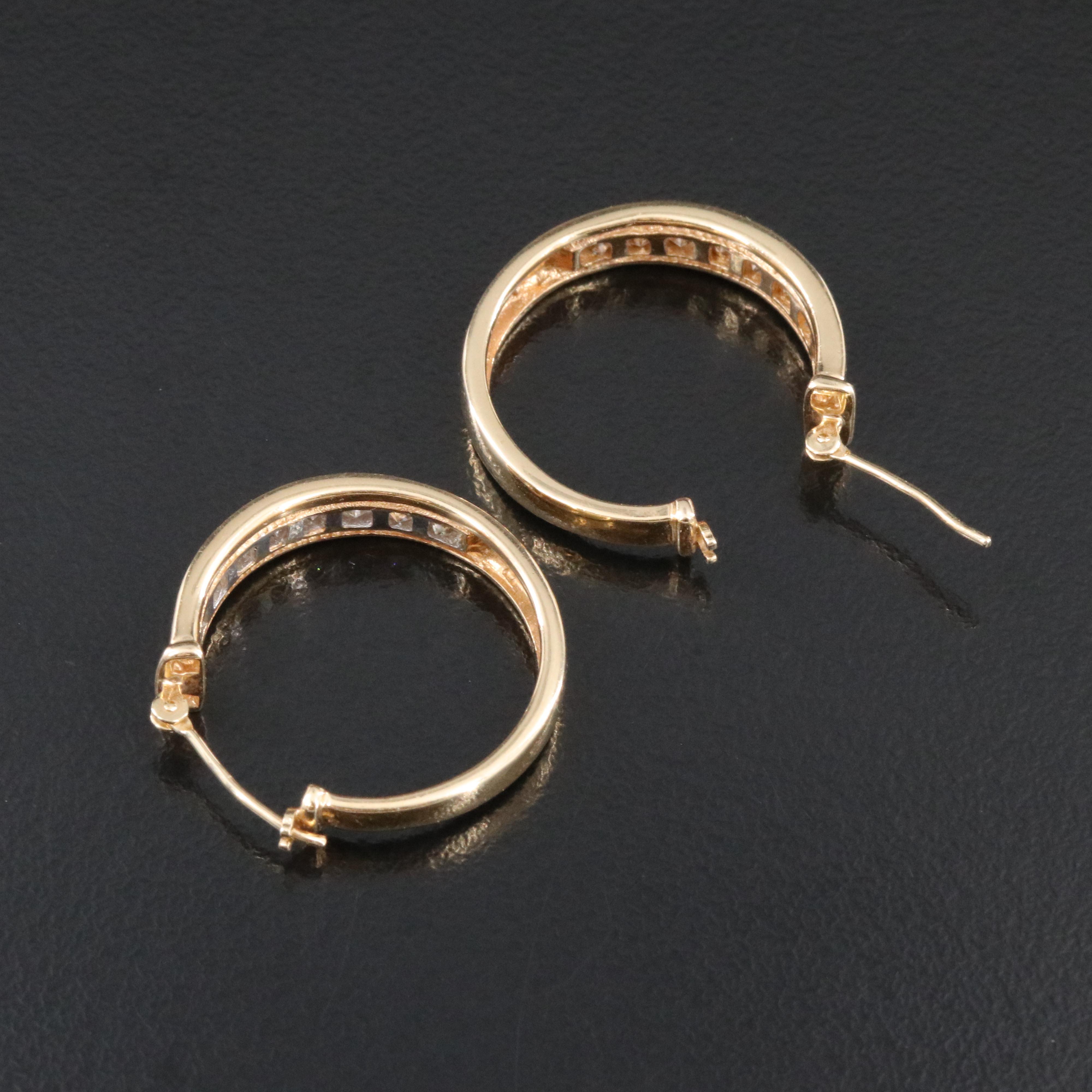14K 1.00 CTW Diamond Hoop Earrings