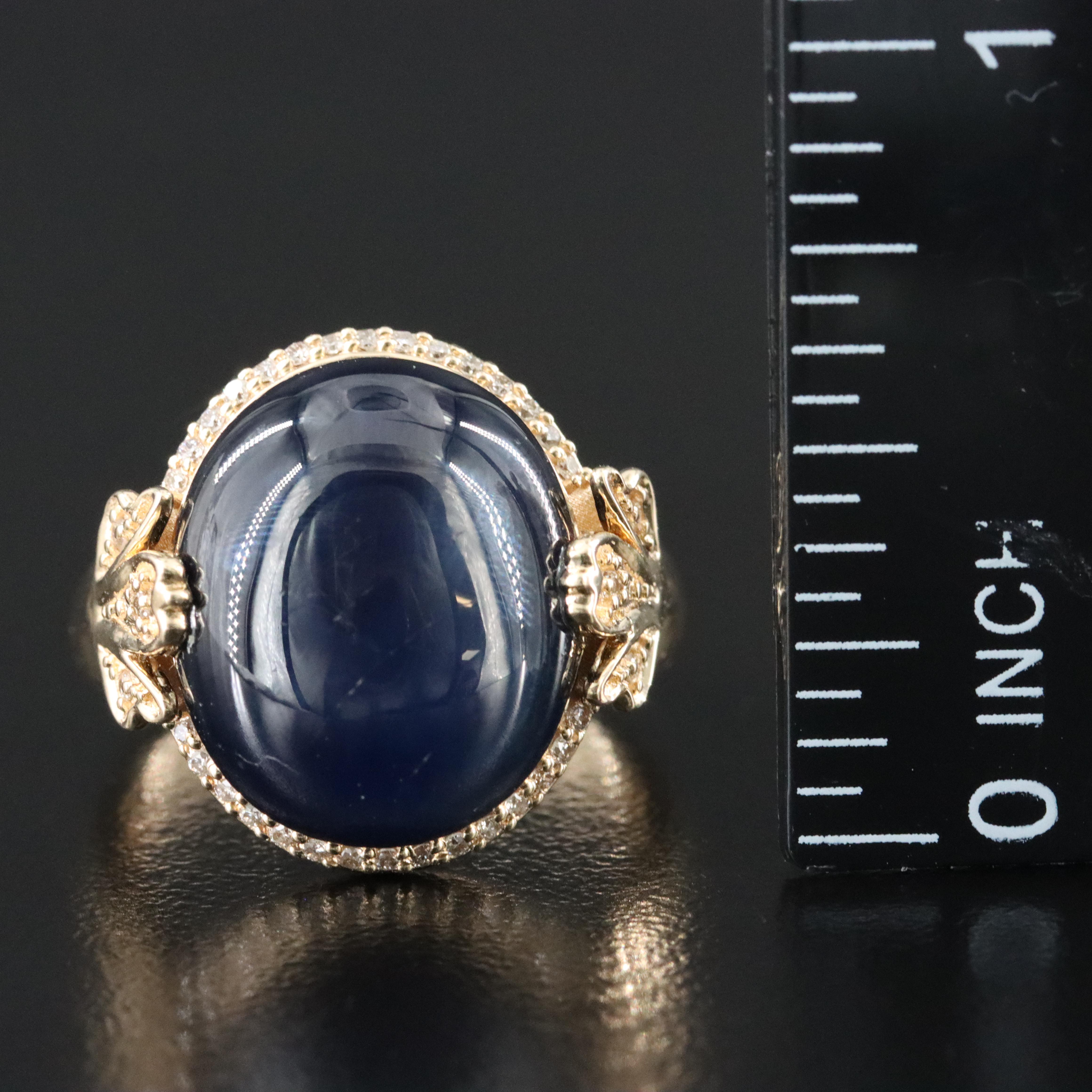 14K 13.54 CT Sapphire and Diamond Ring with IGI Jewelry Report