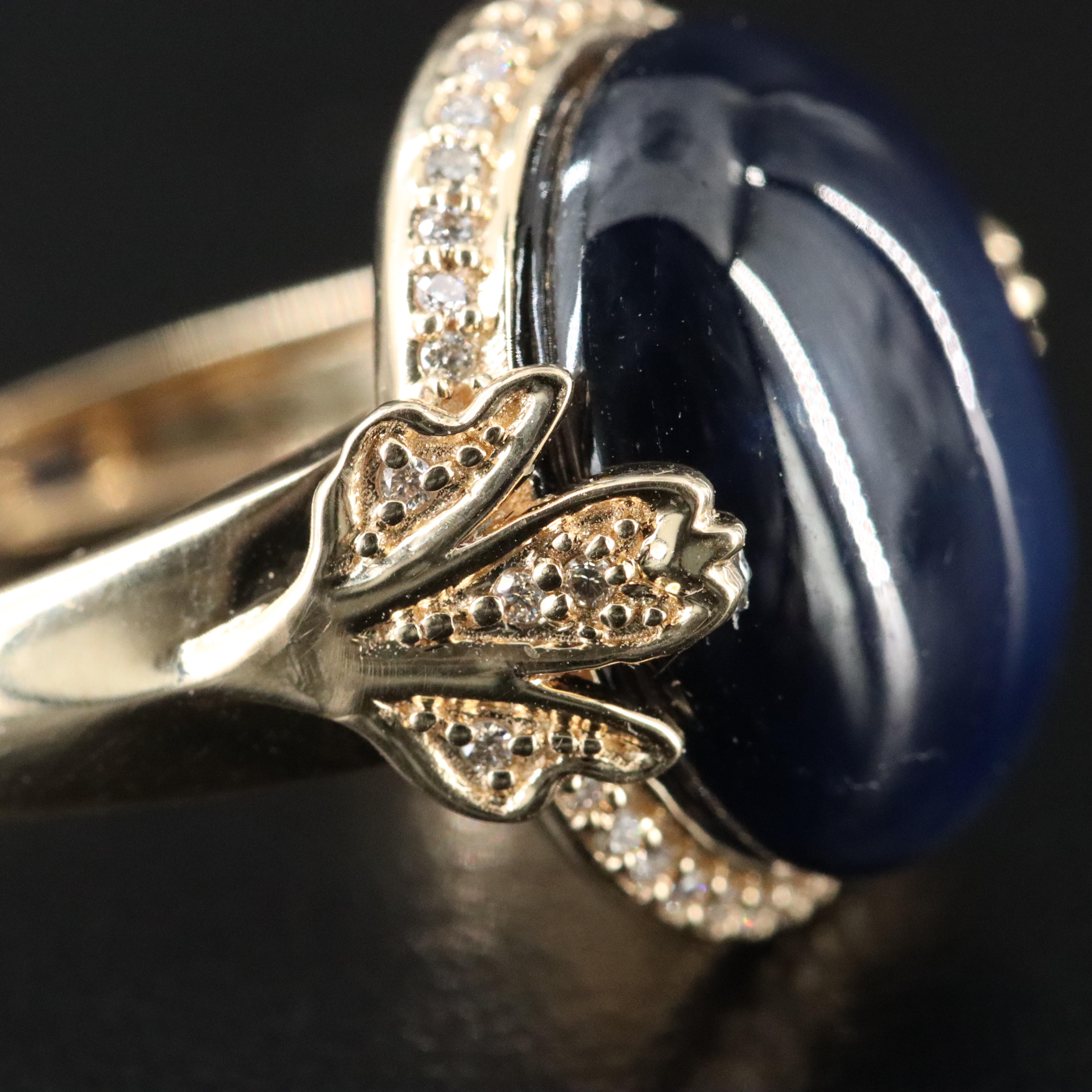 14K 13.54 CT Sapphire and Diamond Ring with IGI Jewelry Report