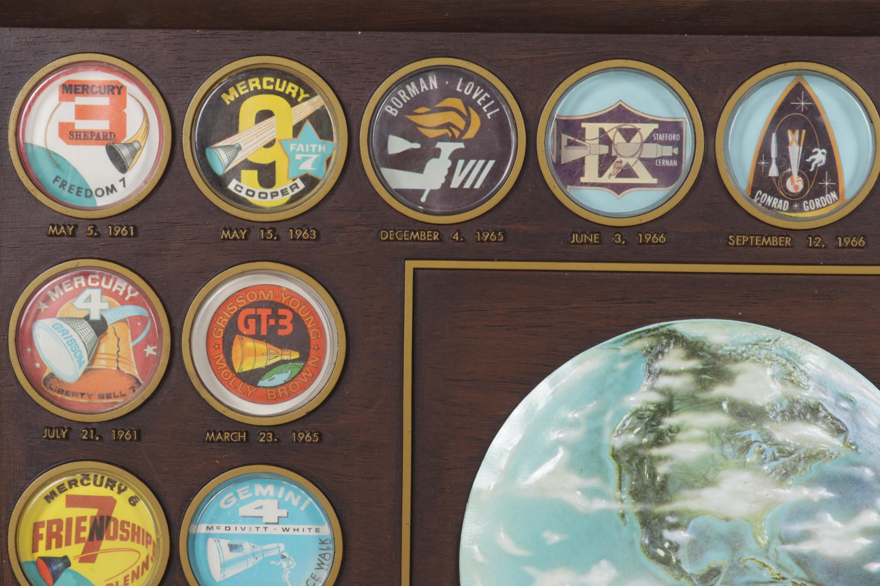NASA Commemorative Wall Plaque Features Space Mission Patches, 1961-1972