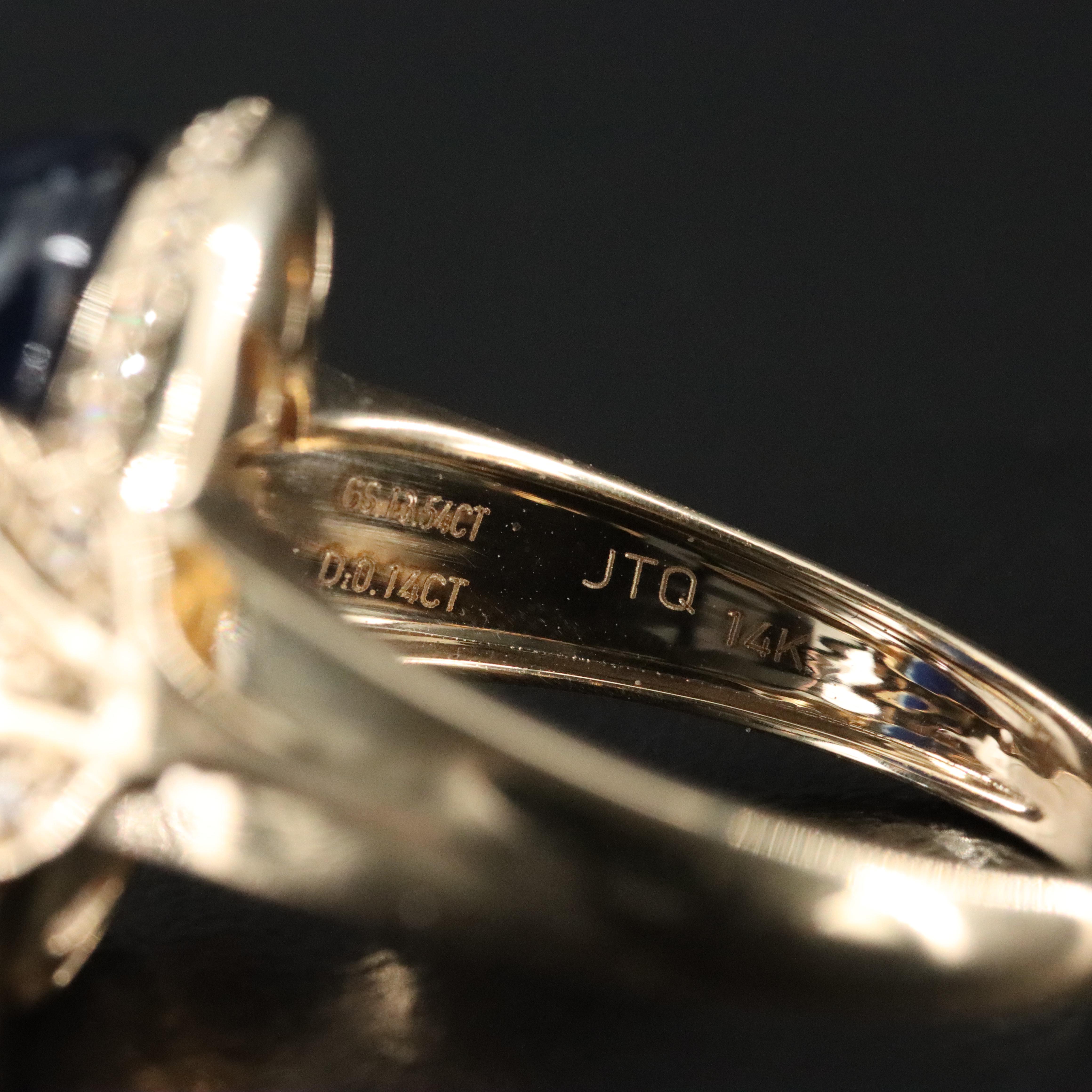 14K 13.54 CT Sapphire and Diamond Ring with IGI Jewelry Report