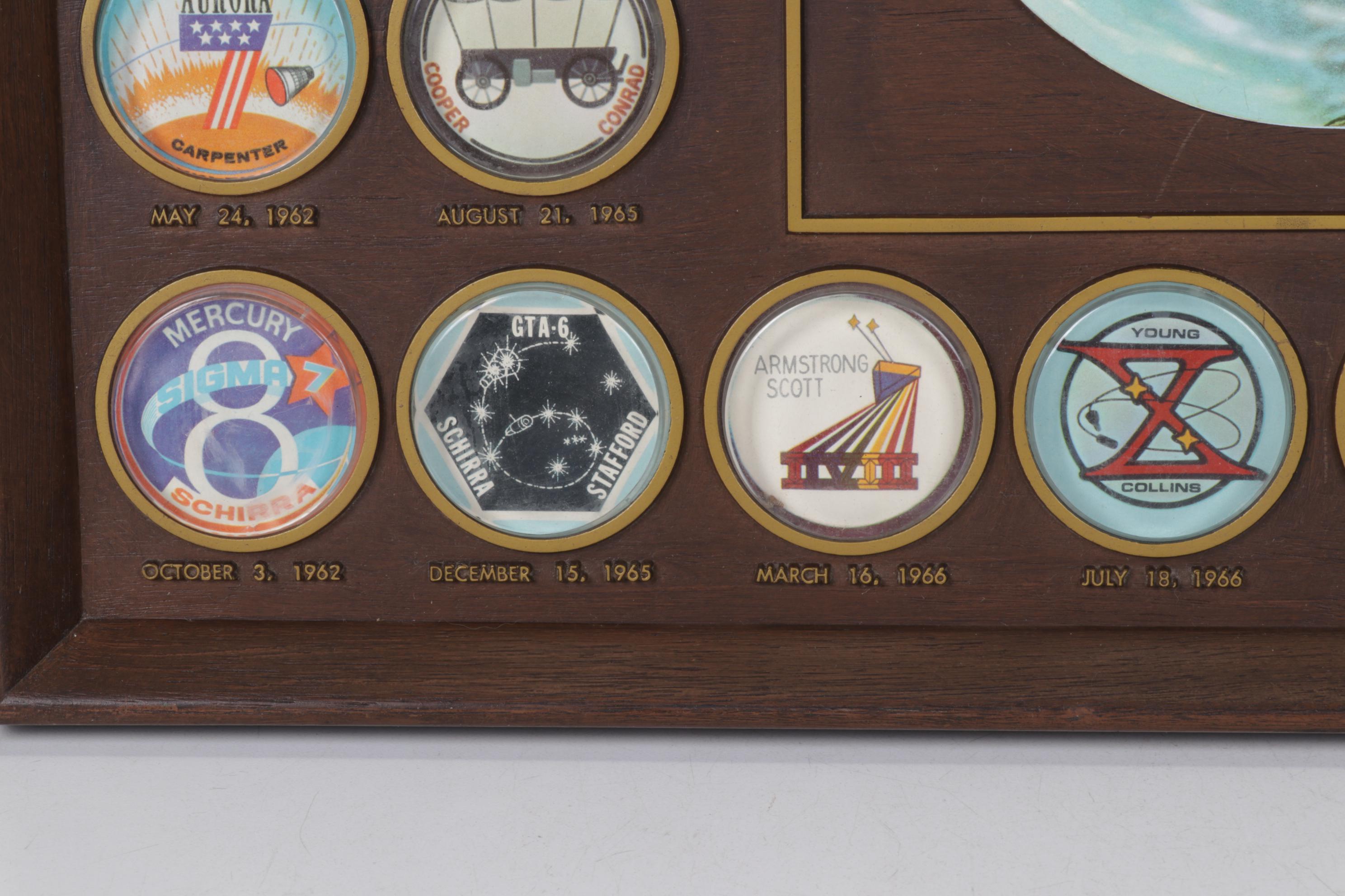 NASA Commemorative Wall Plaque Features Space Mission Patches, 1961-1972