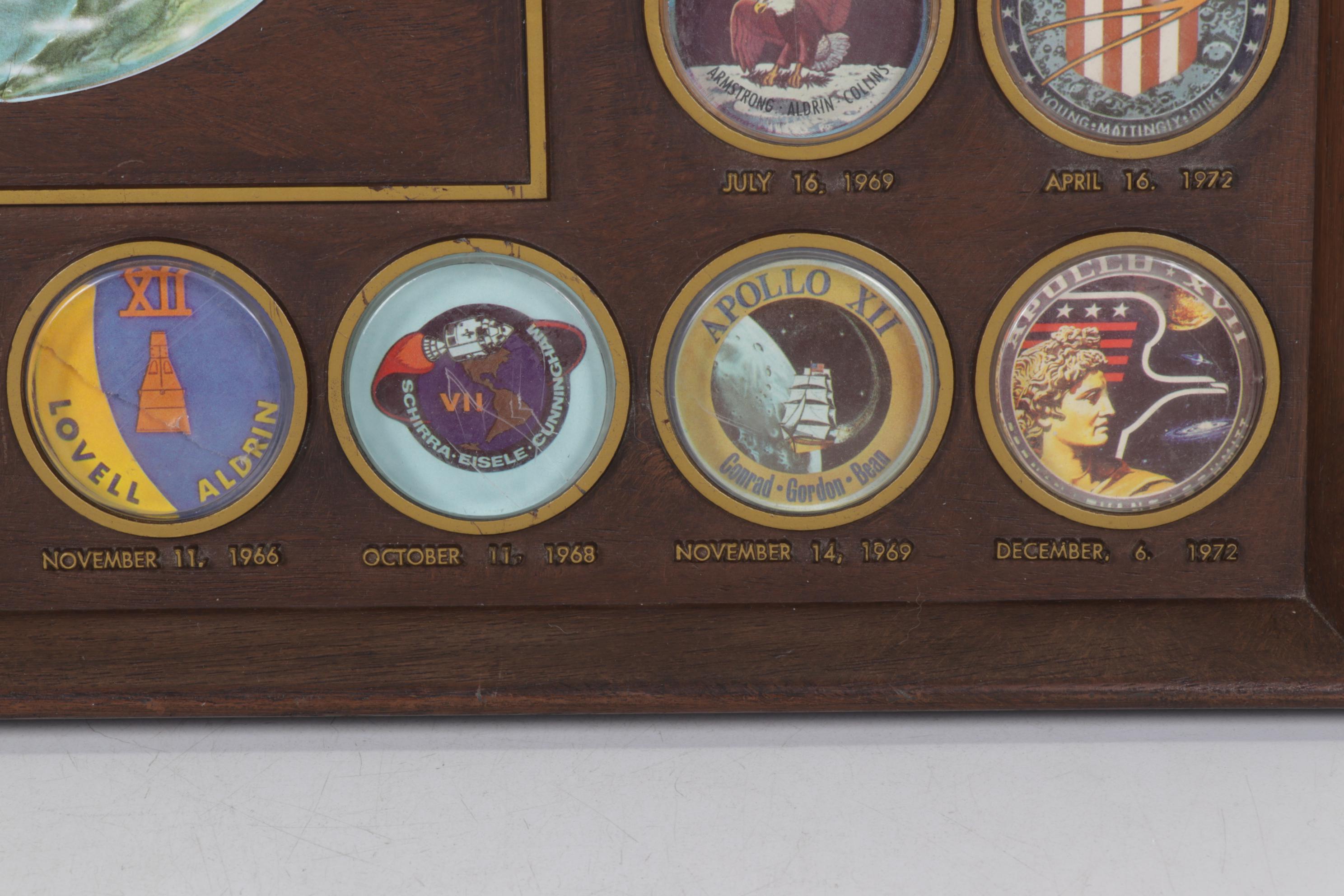 NASA Commemorative Wall Plaque Features Space Mission Patches, 1961-1972