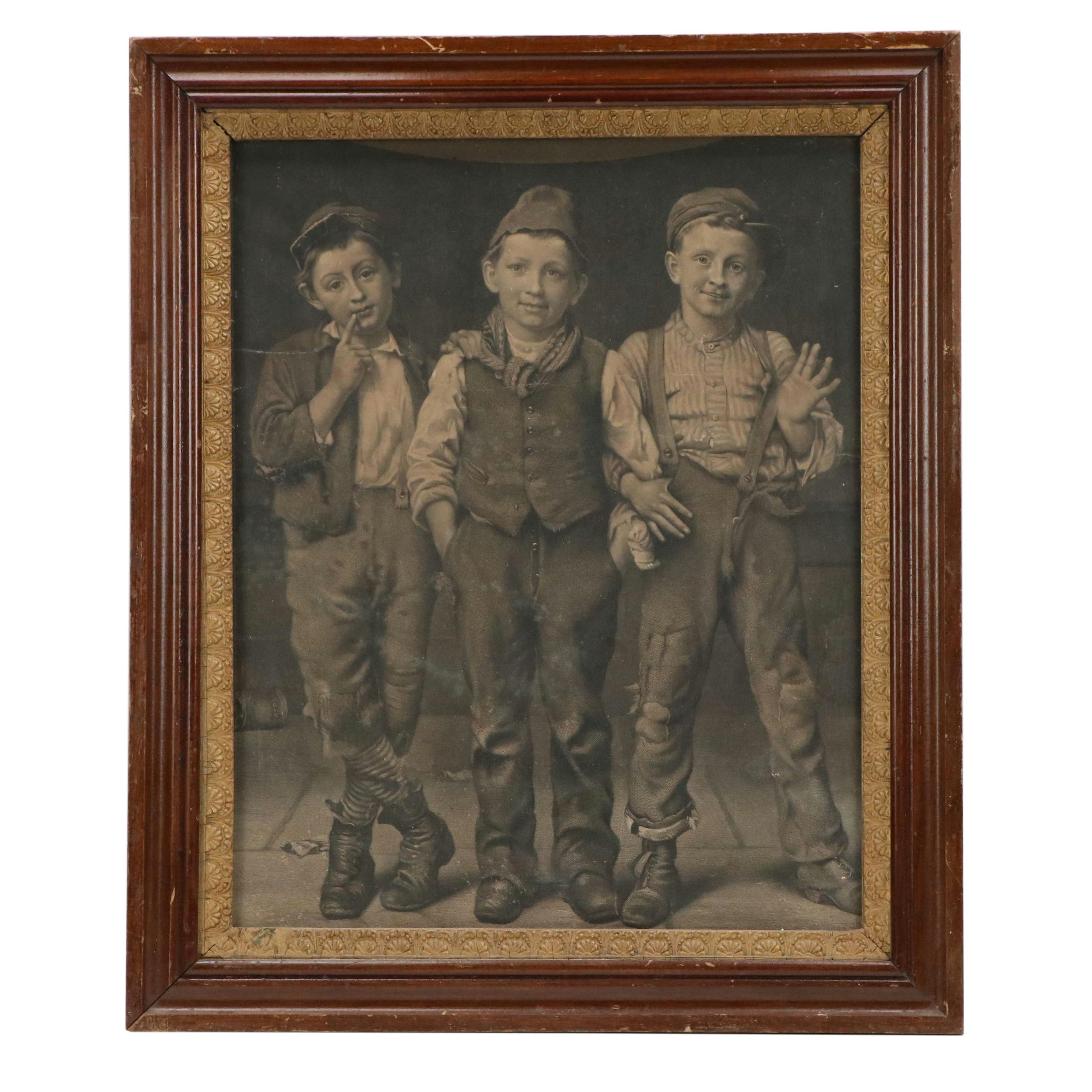Engraving After John George Brown of Three Boys, Circa 1881