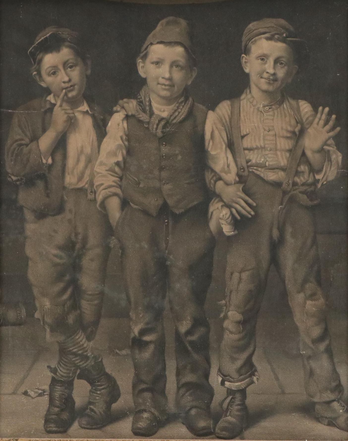 Engraving After John George Brown of Three Boys, Circa 1881