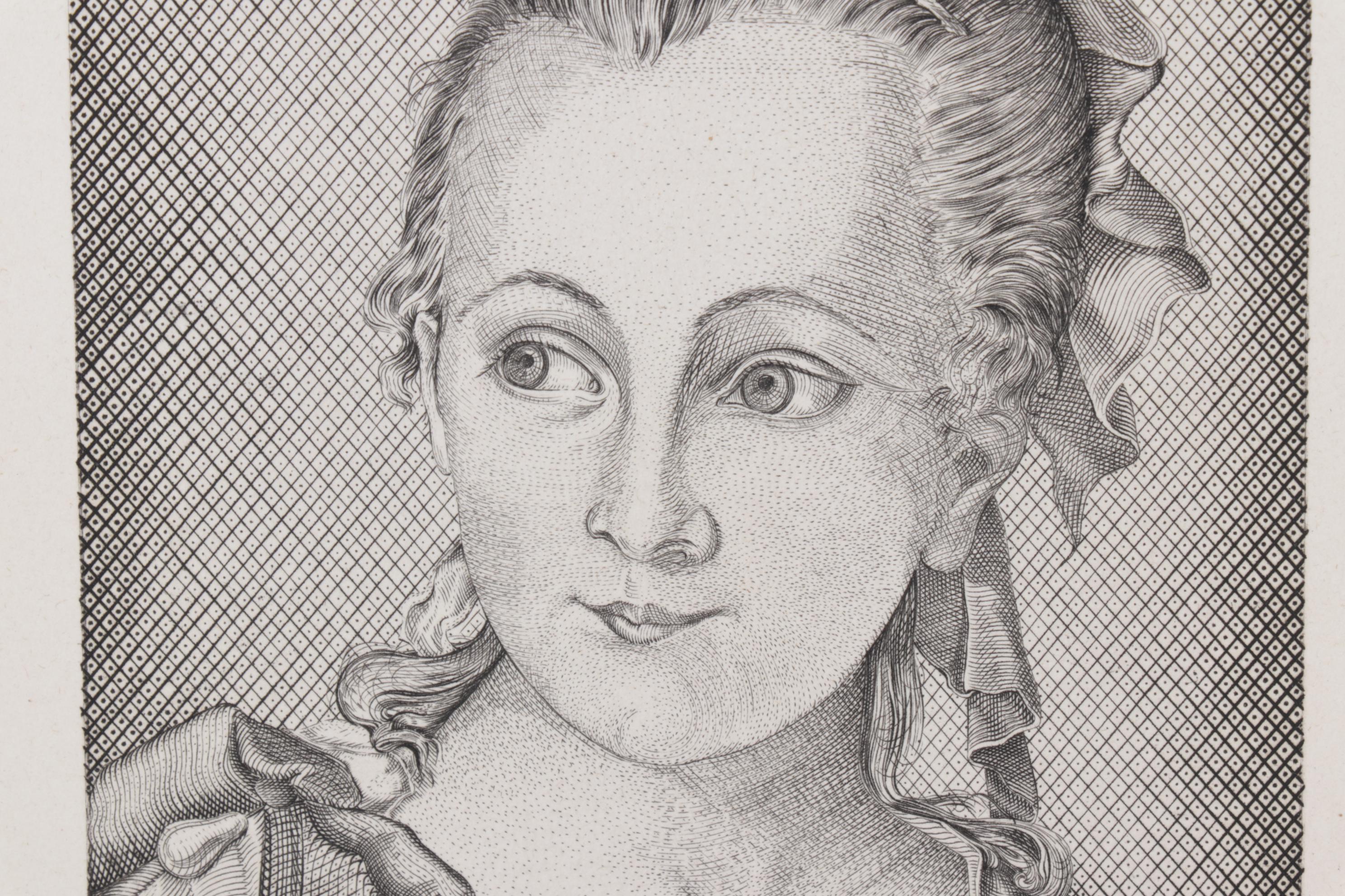 Paul J. Disam Etching Portrait of Young Woman