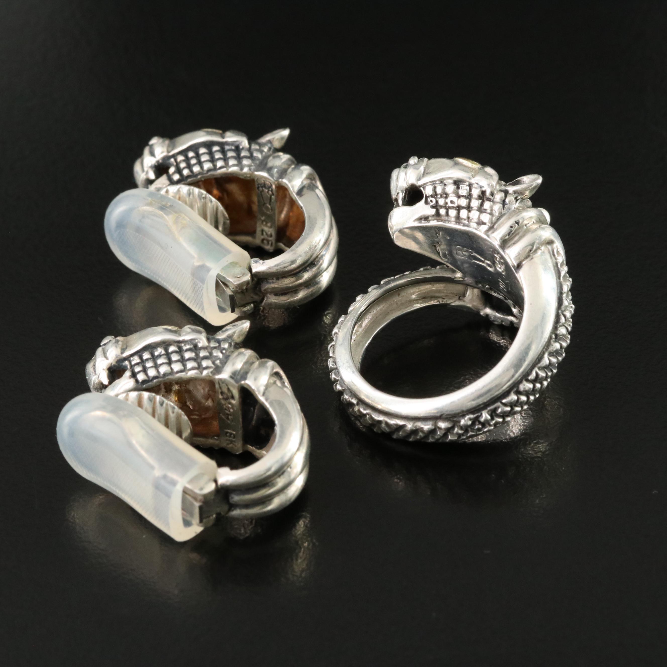 Elling Sterling Leopard Ring and Earrings with 18K Accents