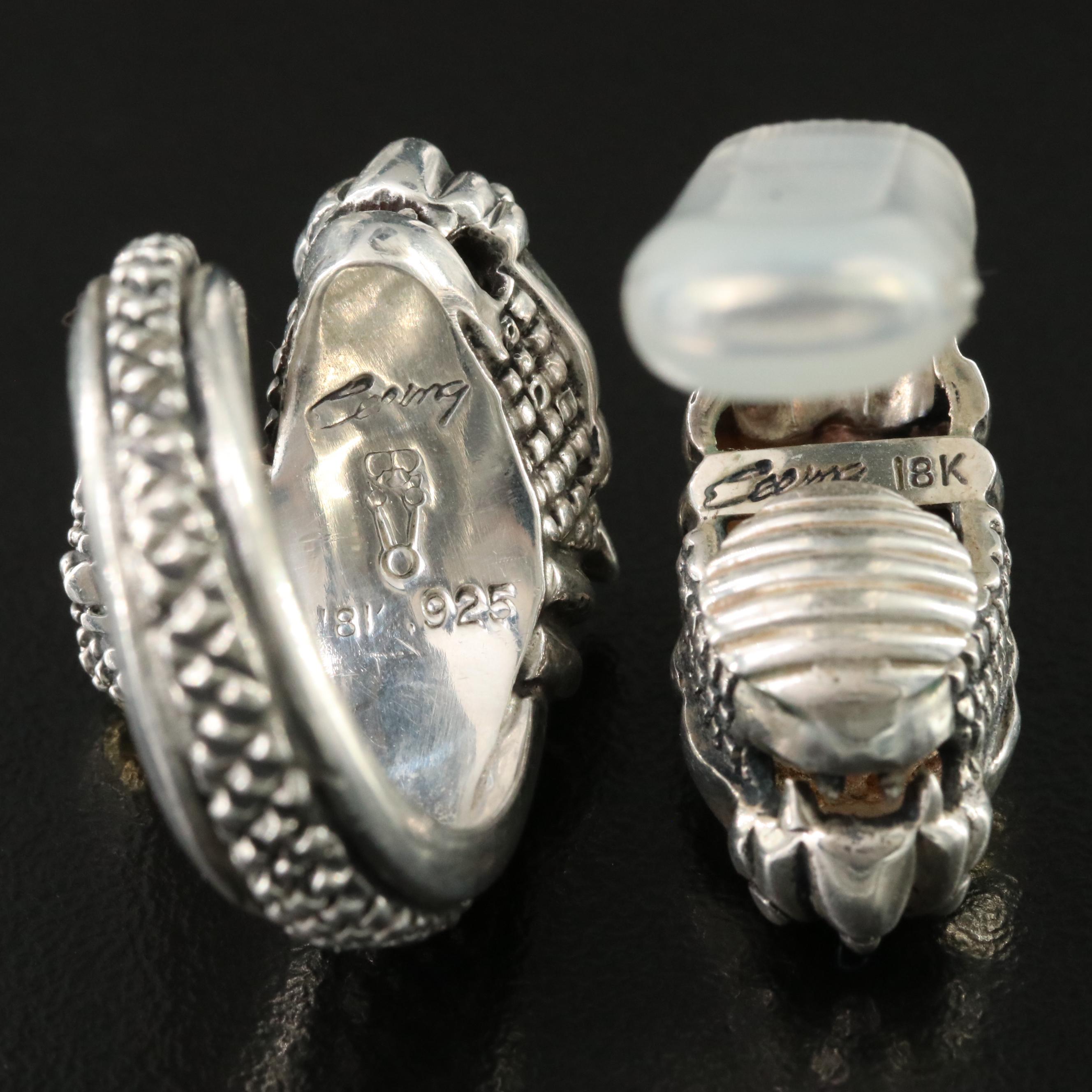 Elling Sterling Leopard Ring and Earrings with 18K Accents