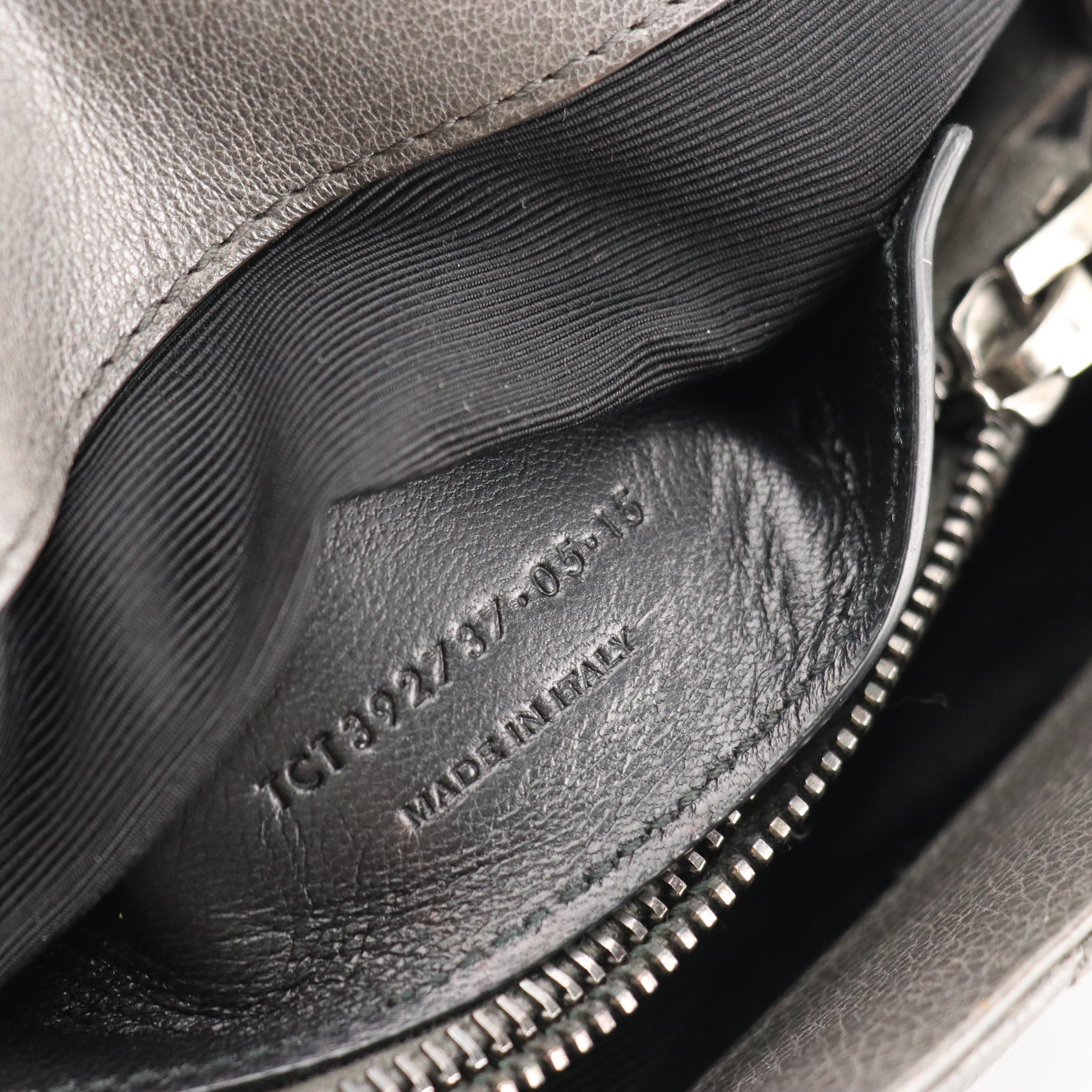 Saint Laurent College Two-Way Bag in Cool Grey Chevron Matelassé Leather