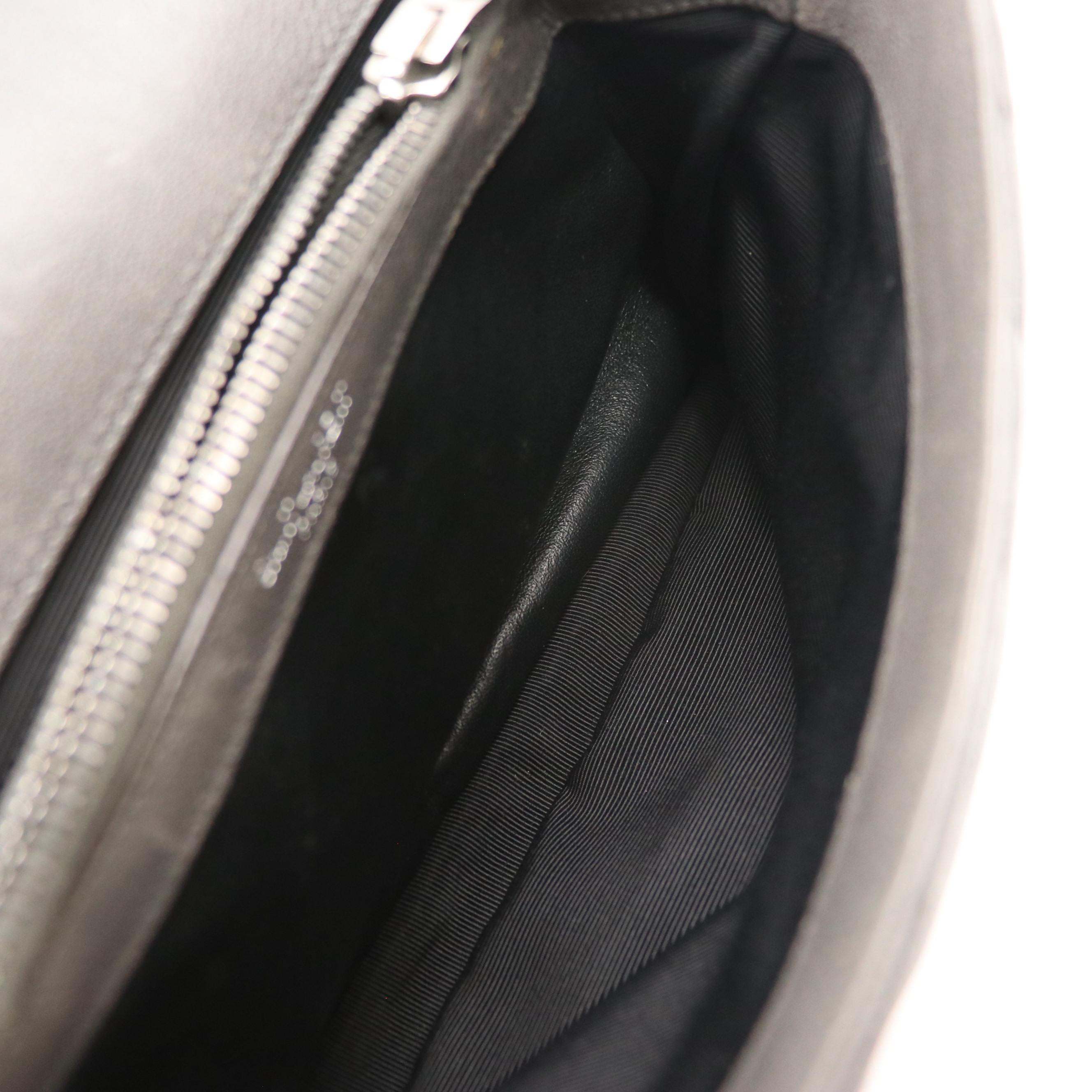 Saint Laurent College Two-Way Bag in Cool Grey Chevron Matelassé Leather