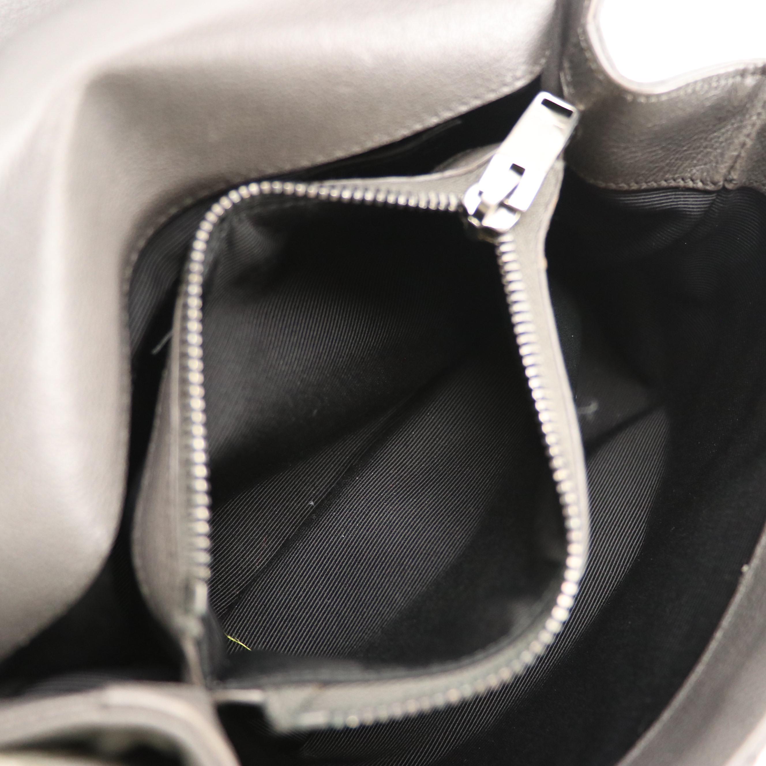 Saint Laurent College Two-Way Bag in Cool Grey Chevron Matelassé Leather