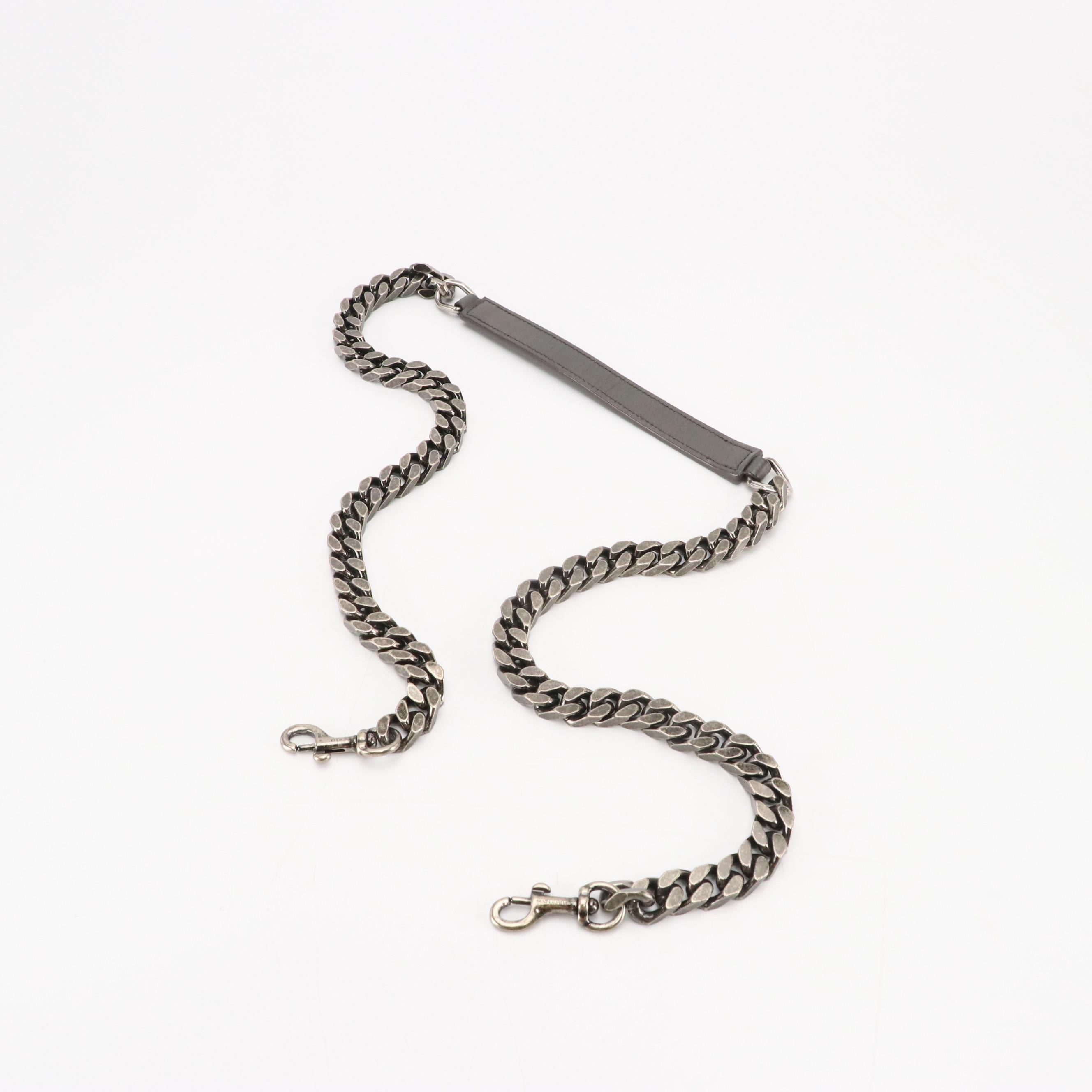 Saint Laurent College Two-Way Bag in Cool Grey Chevron Matelassé Leather