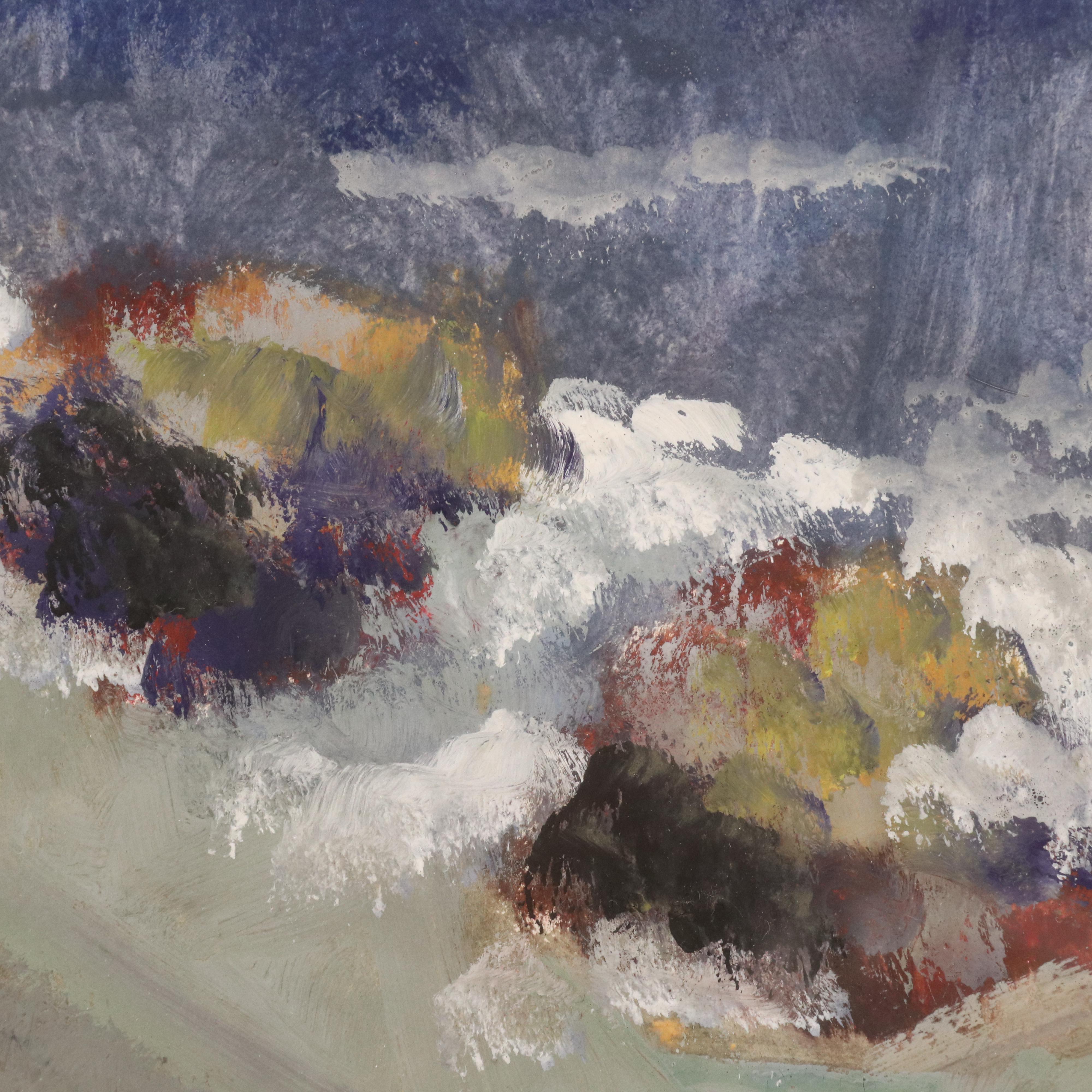 Stylized Oil Painting with Coastal Landscape, 1954