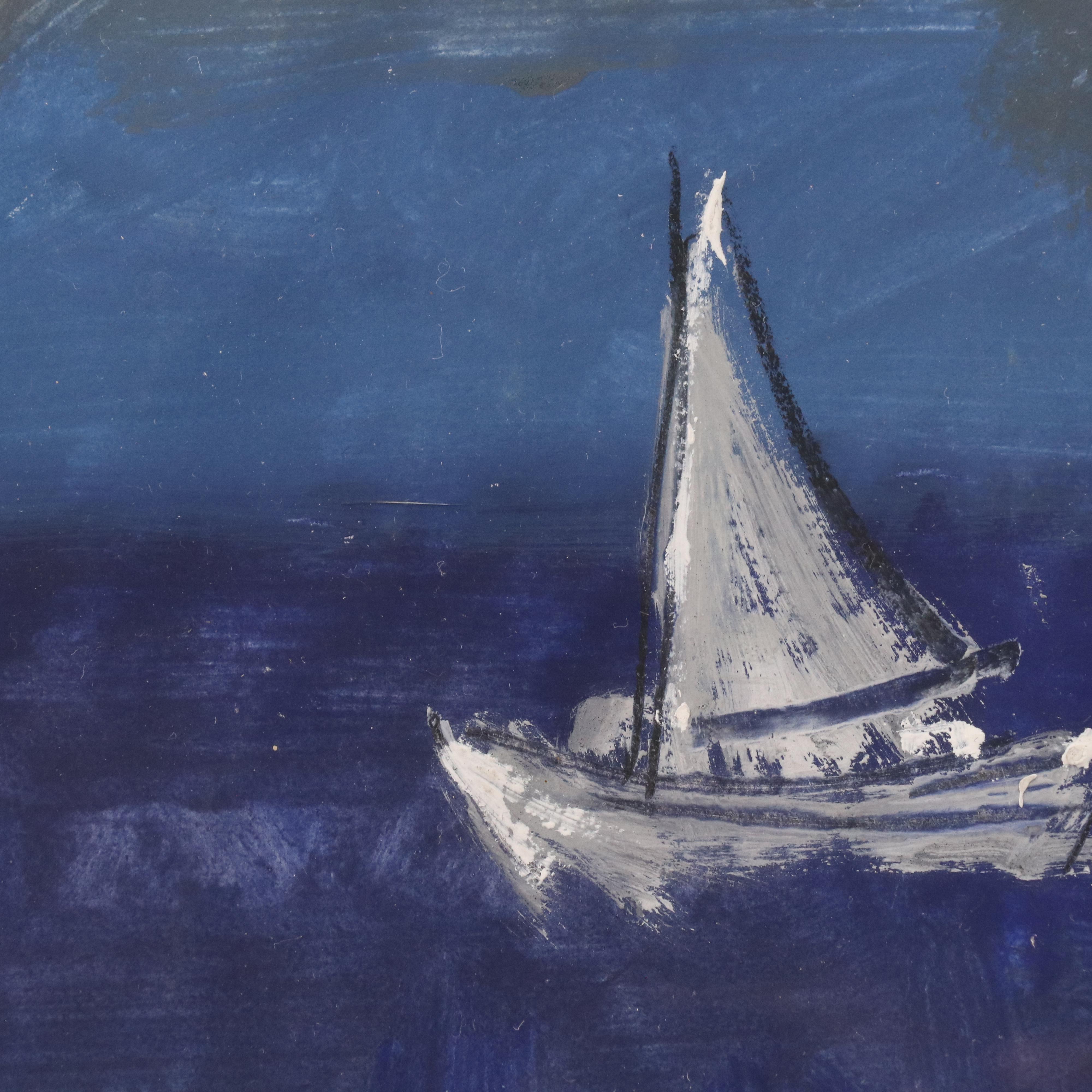 Stylized Oil Painting with Coastal Landscape, 1954