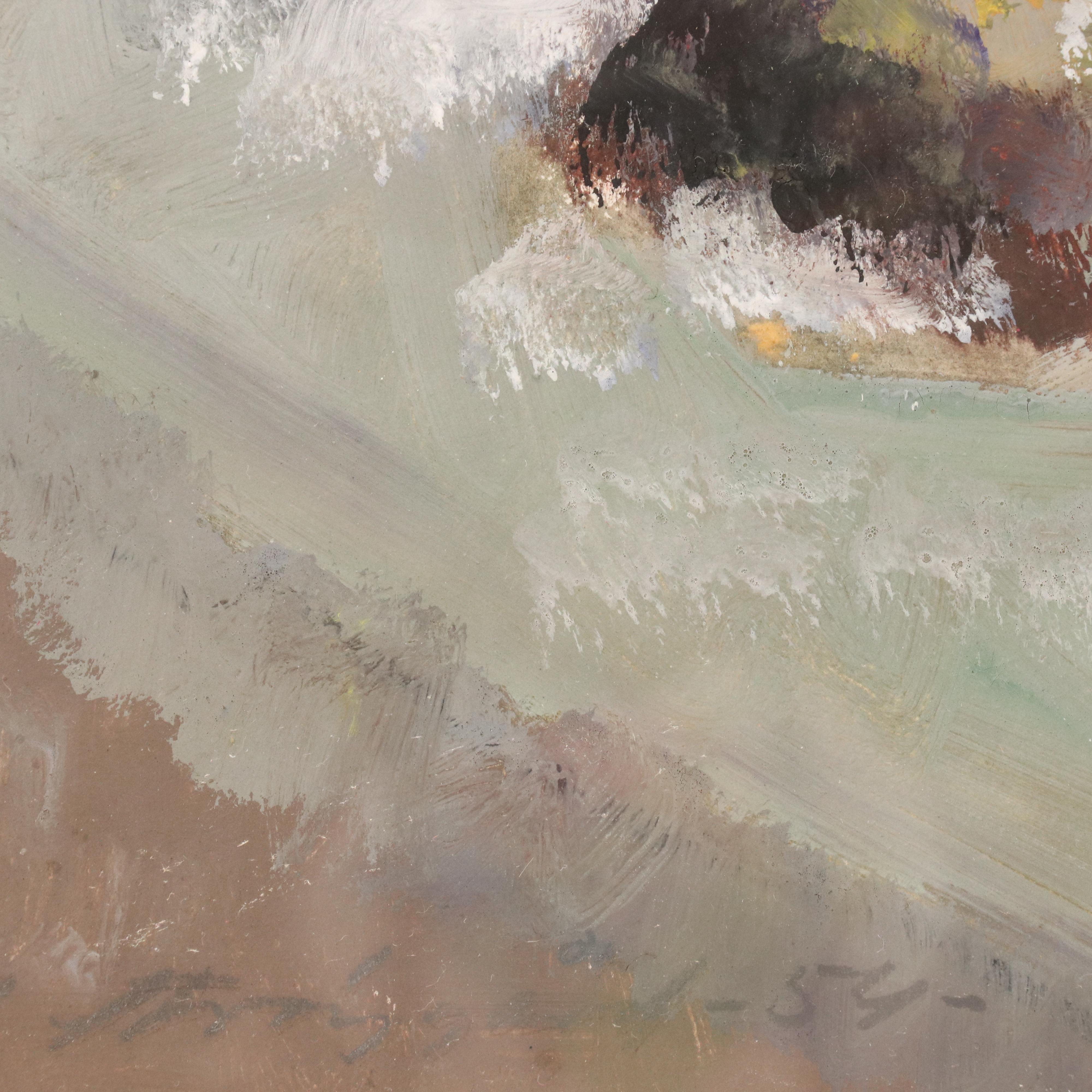 Stylized Oil Painting with Coastal Landscape, 1954