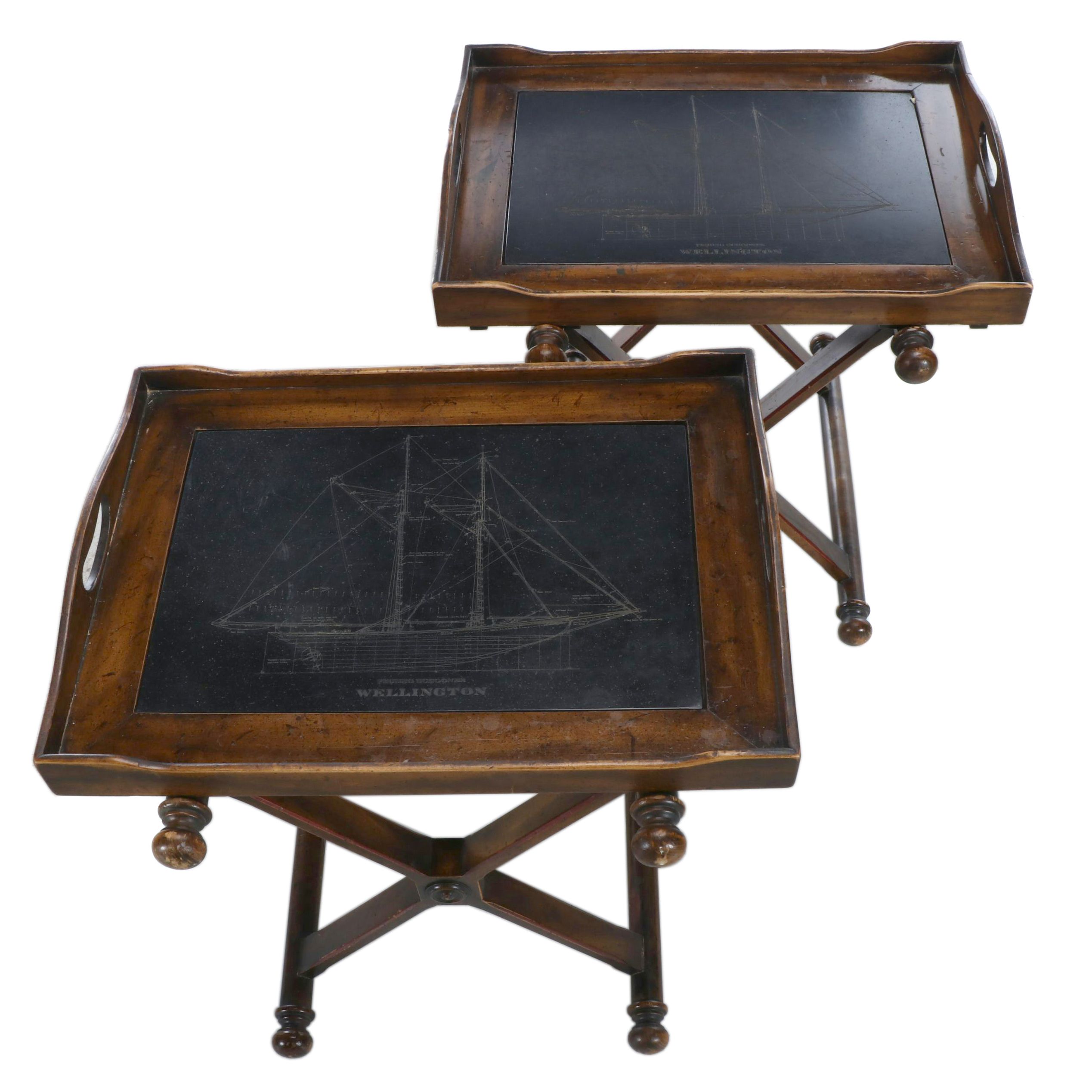 Pair of Nautical Tray-Top Tables, Late 20th Century