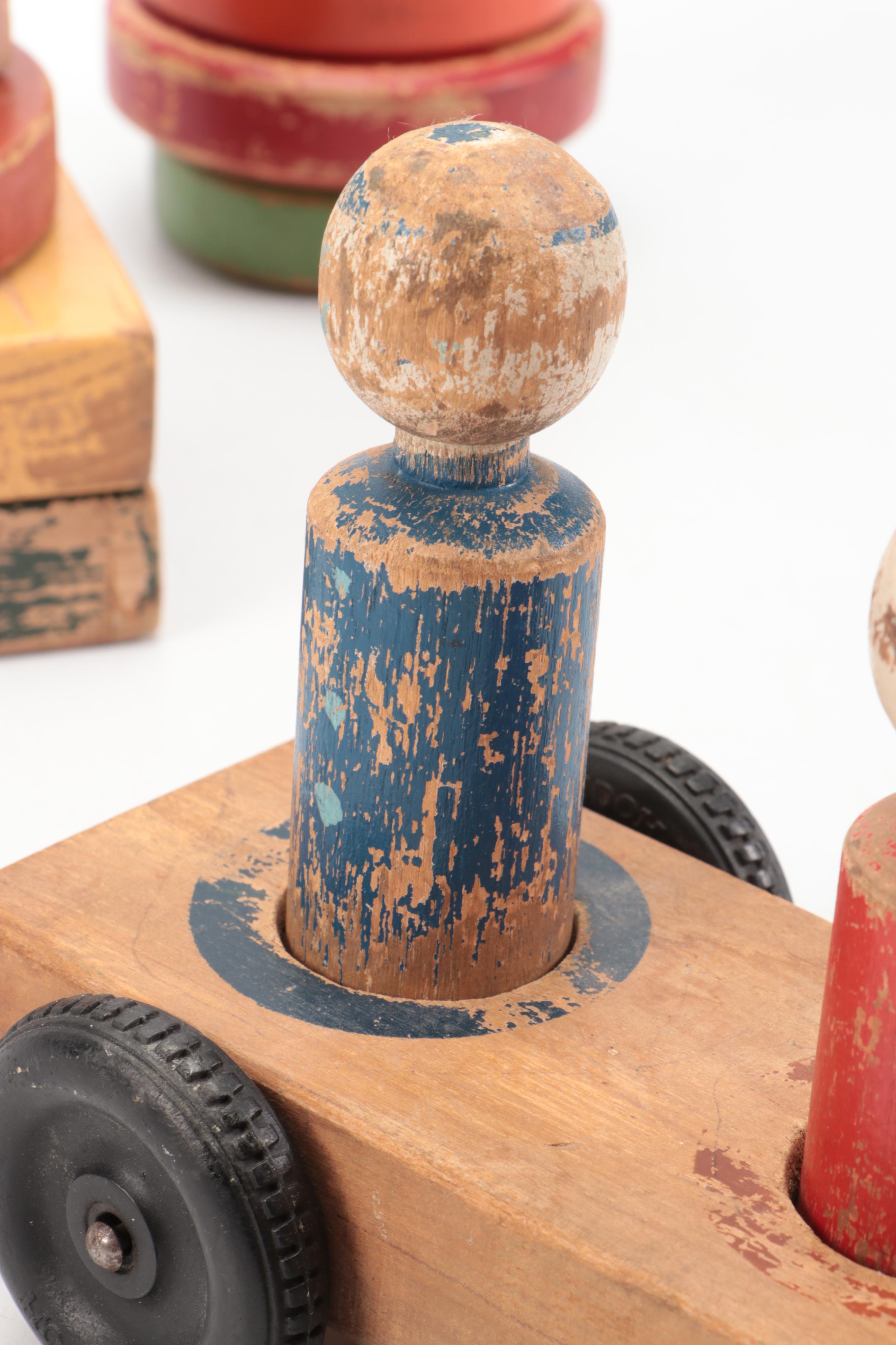 Wooden Stacking and Pull Toys, Mid-20th Century