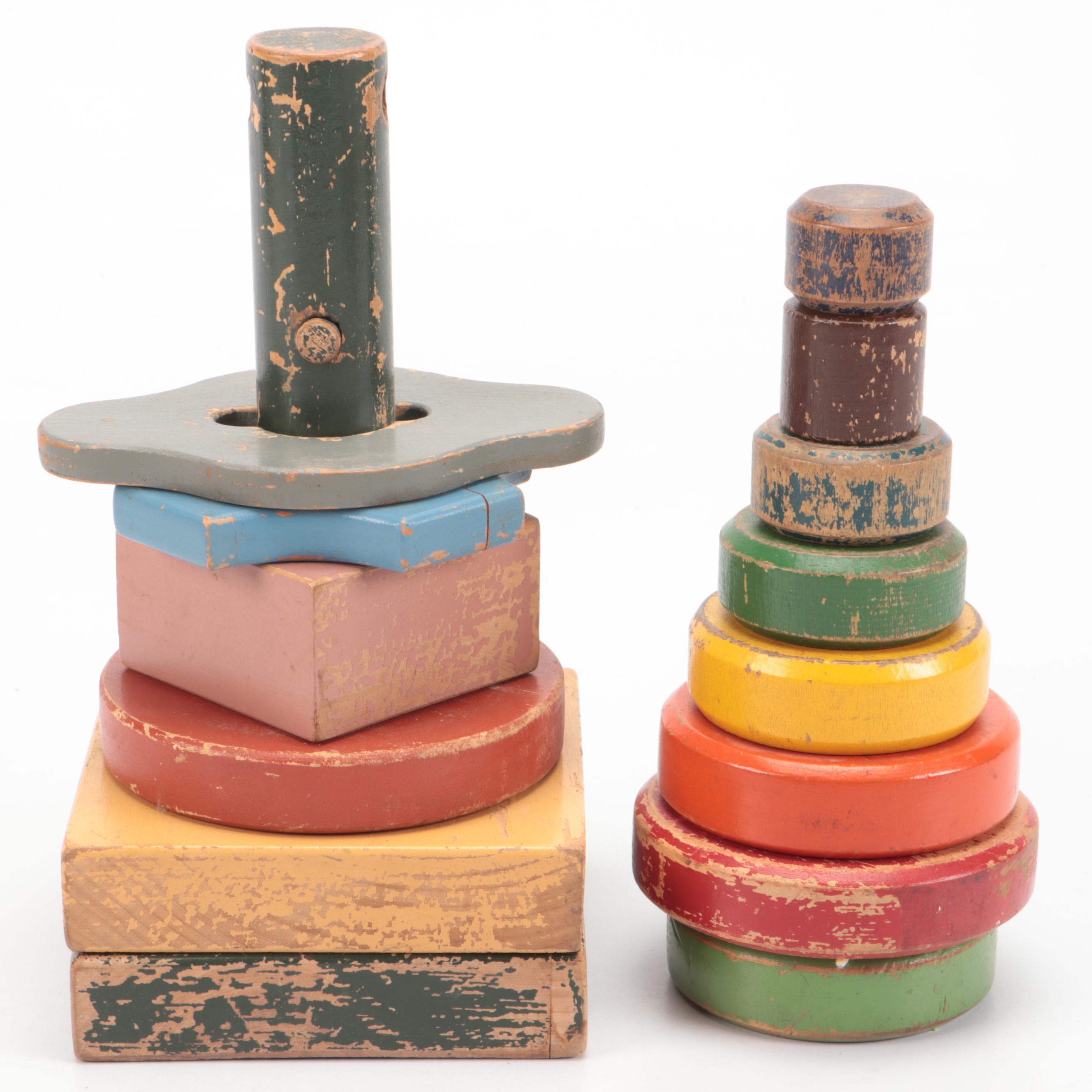 Wooden Stacking and Pull Toys, Mid-20th Century