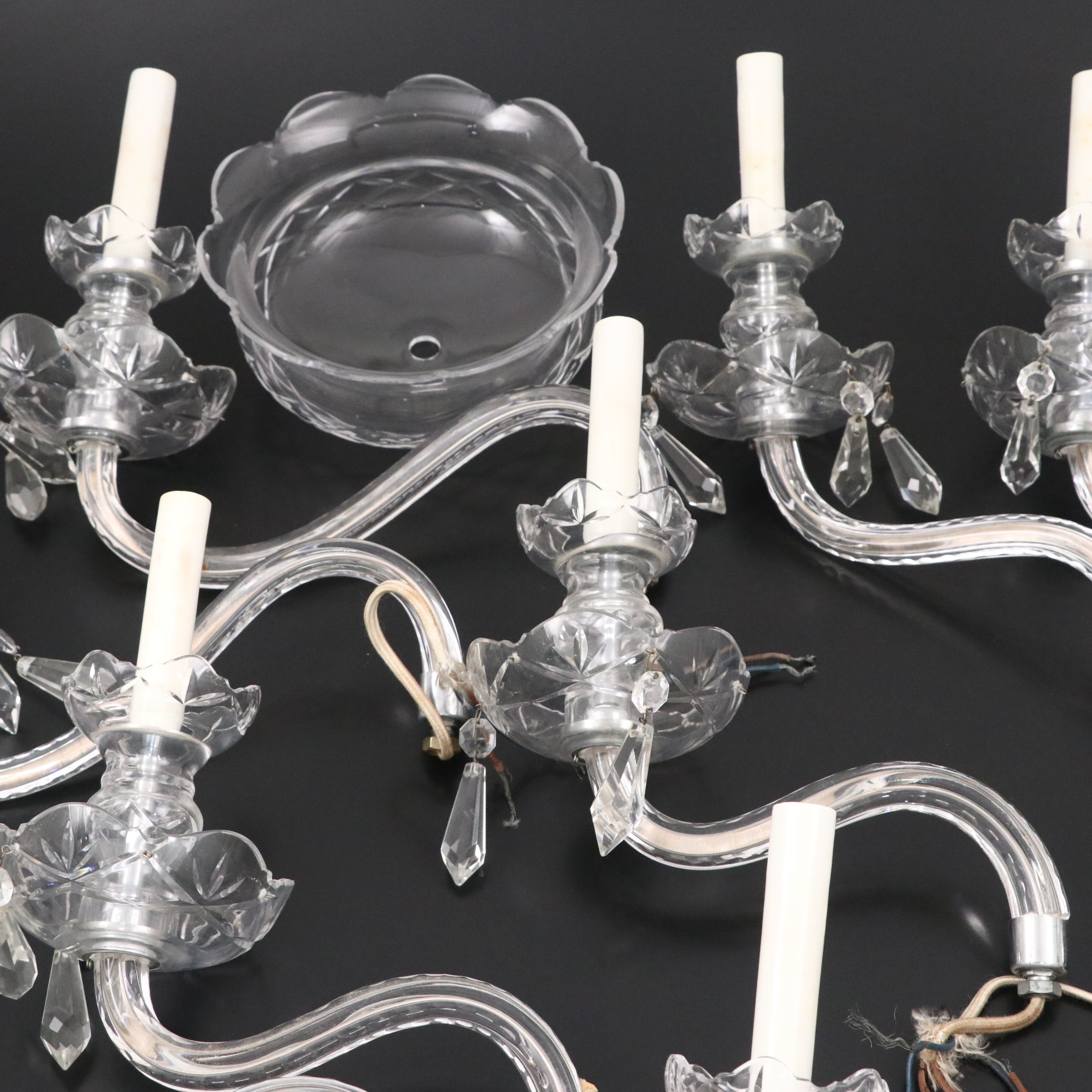 Disassembled Ten-Light Glass Chandelier