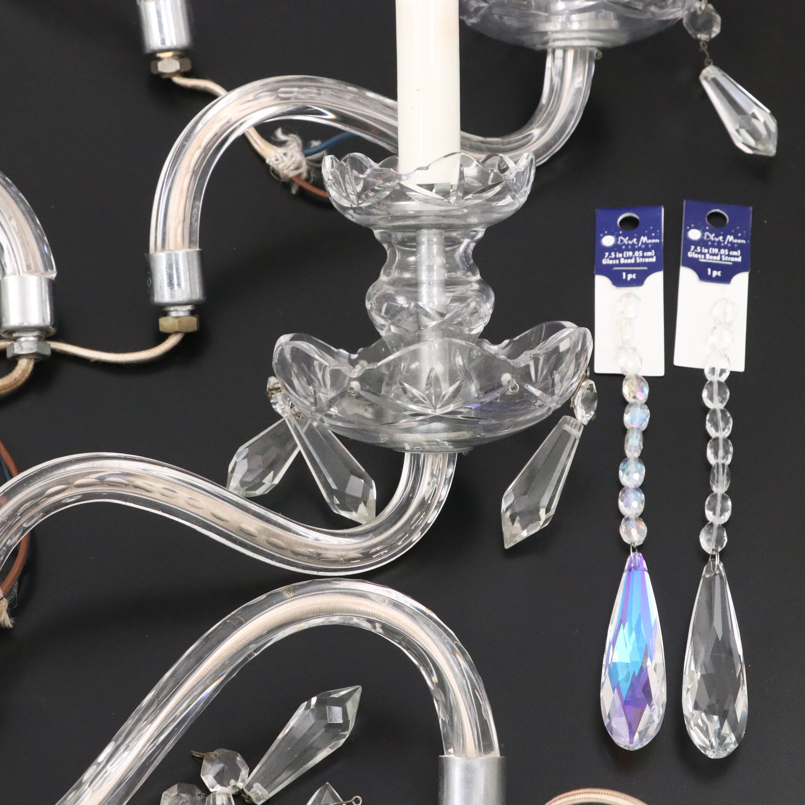 Disassembled Ten-Light Glass Chandelier