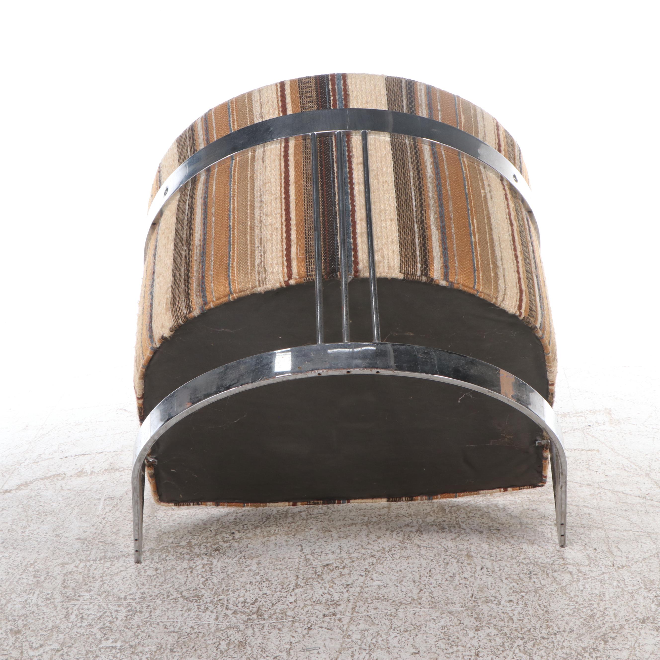 Bernhardt "Flair" Mid Century Modern Upholstered Chrome Club Chair