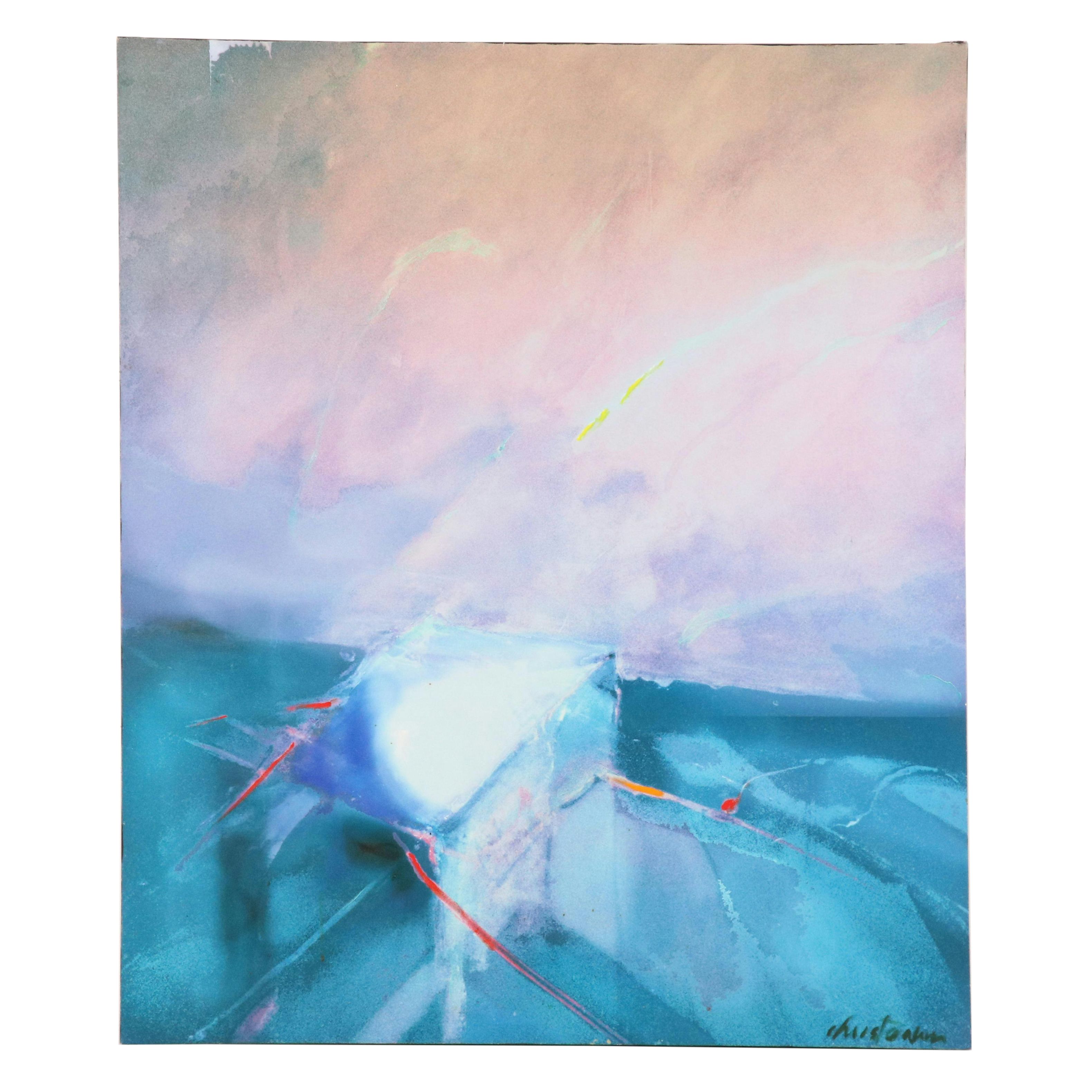 L. Christenson Large-Scale Abstract Embellished Giclée"Paradigm"