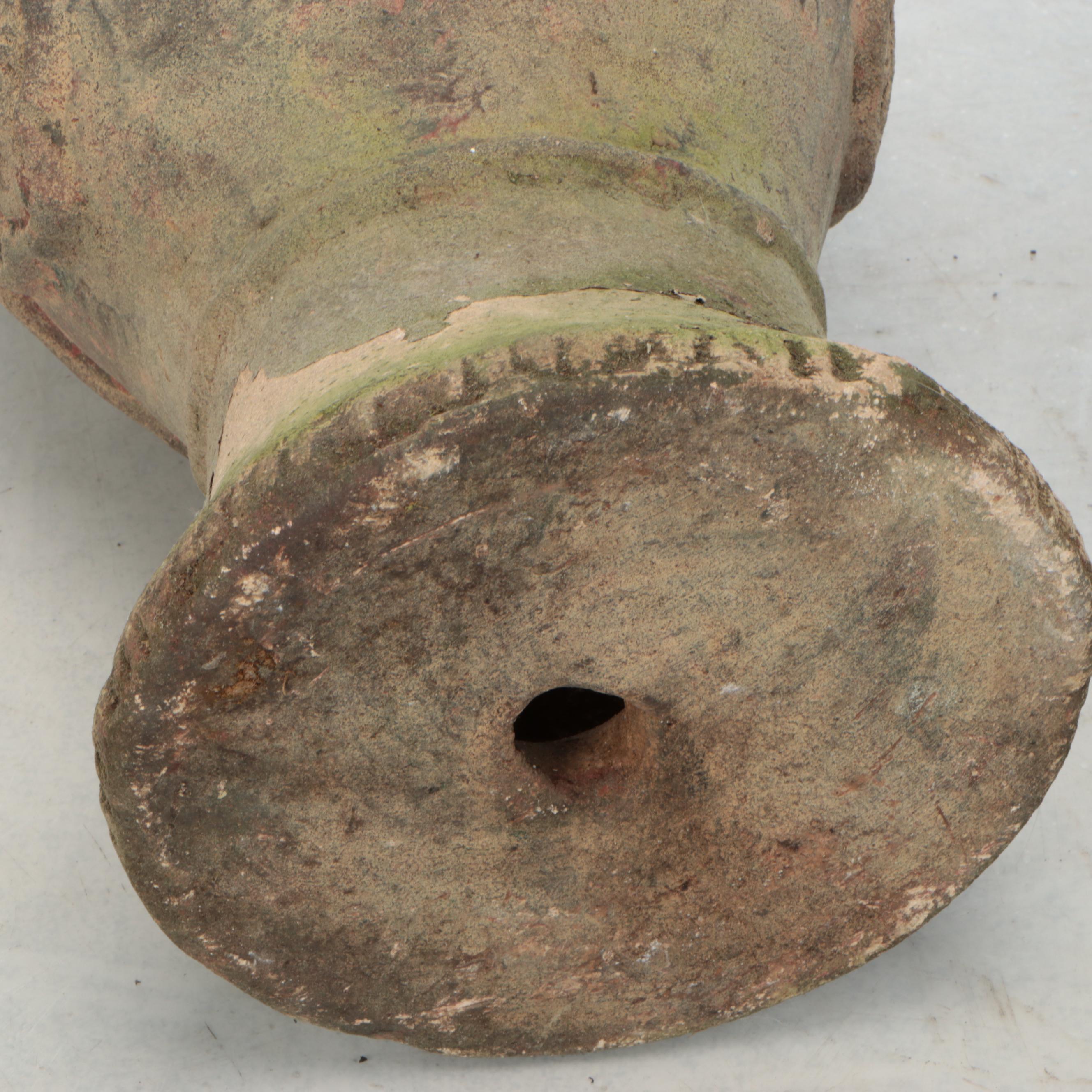 Pair of Neoclassical Style Acanthus Motif Stoneware Planter Pedestals