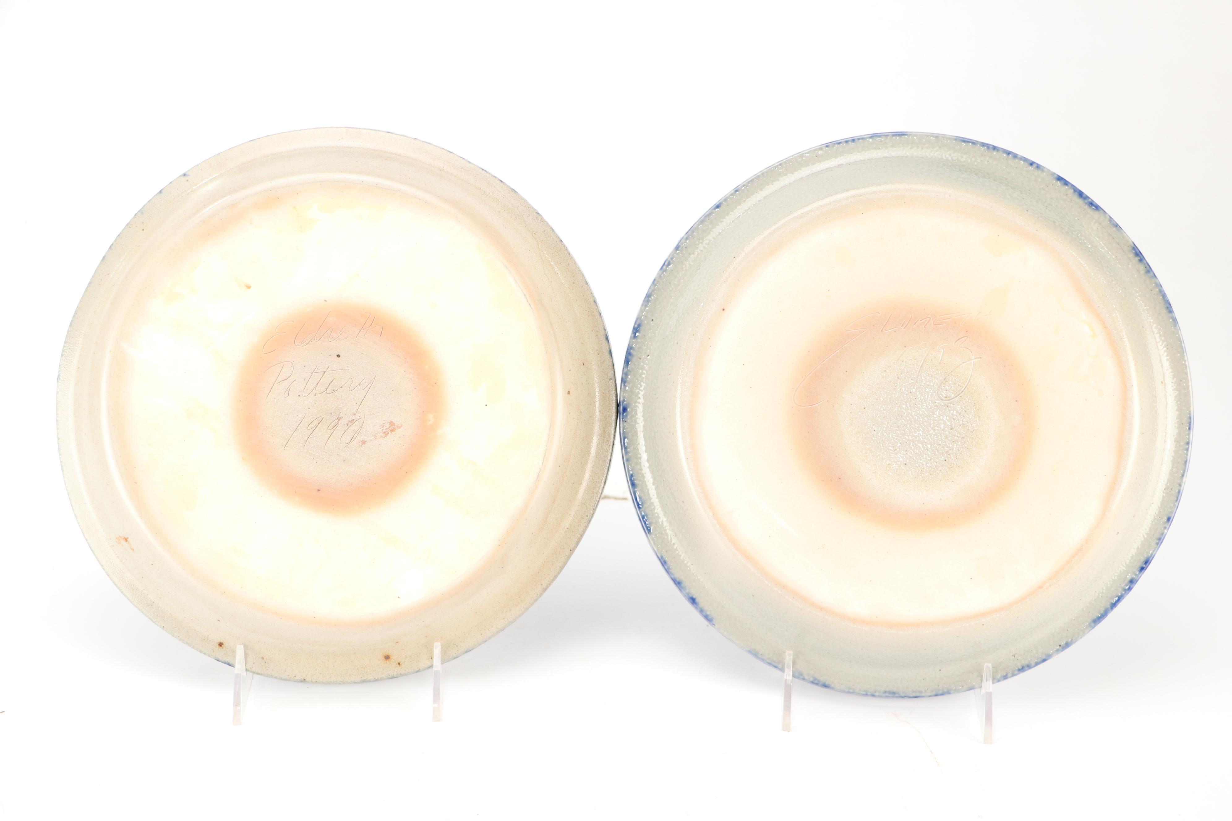 Eldreth Pottery Cobalt Salt-Glazed Stoneware Christmas Plates and Figurines