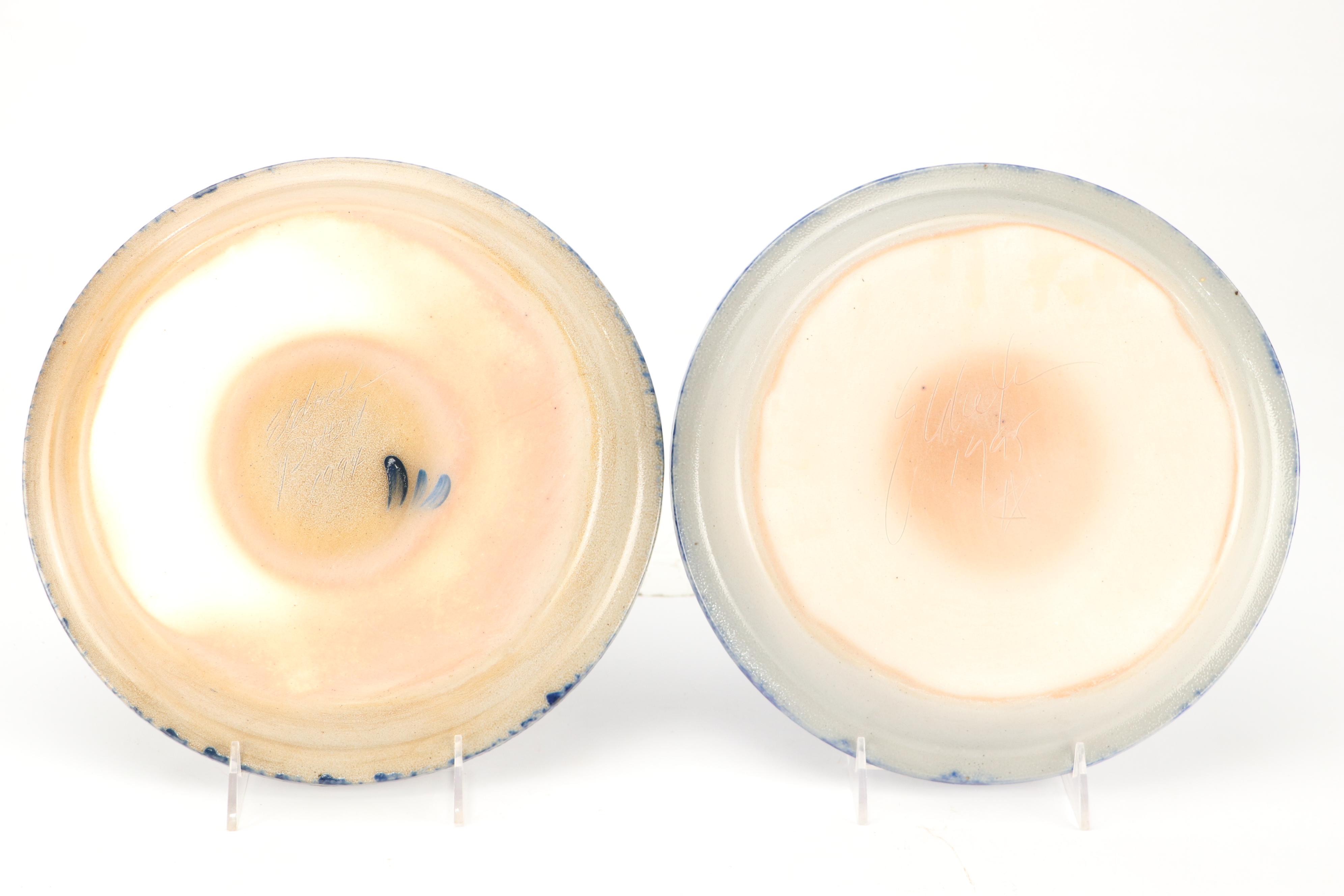 Eldreth Pottery Cobalt Salt-Glazed Stoneware Christmas Plates and Figurines