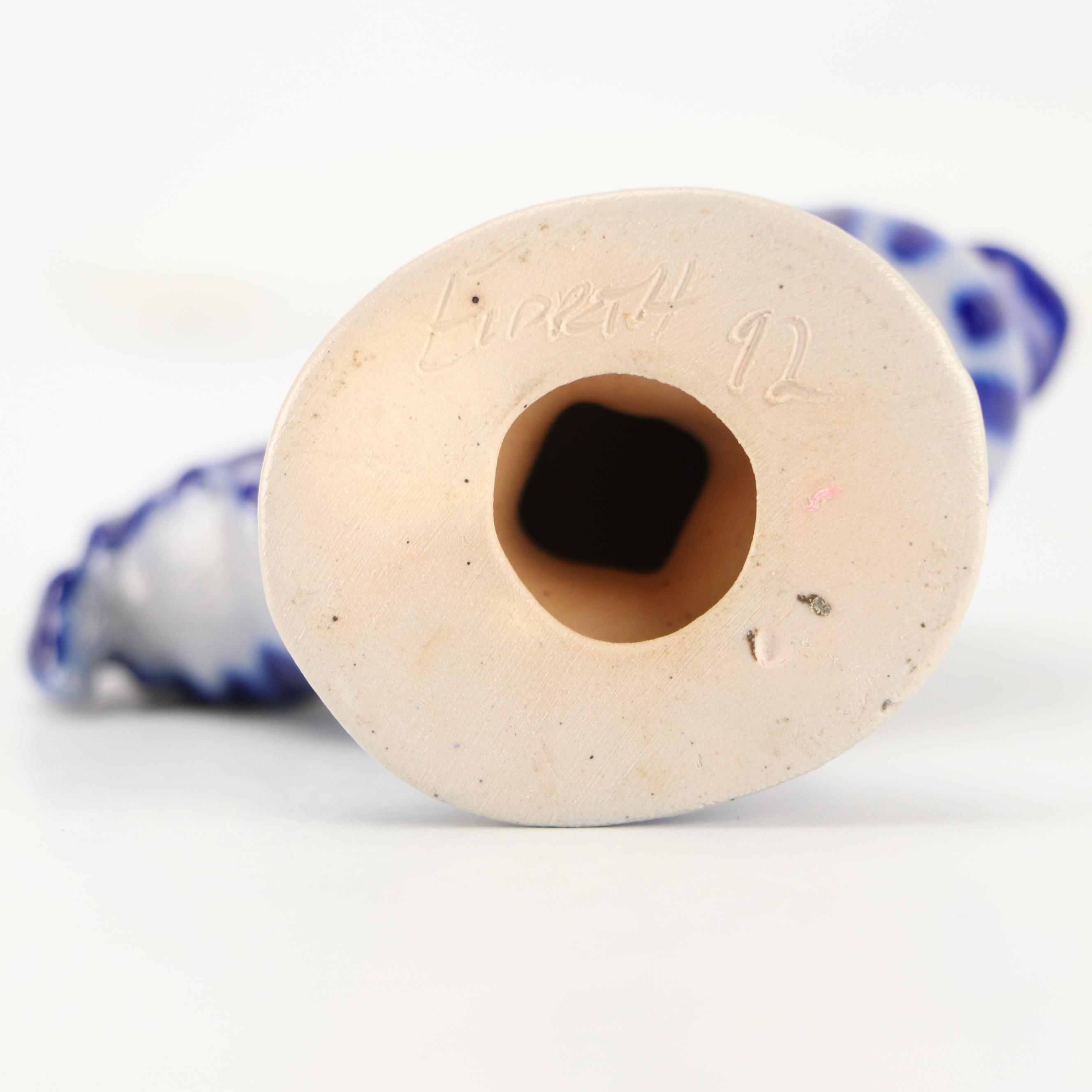 Eldreth Pottery Cobalt Salt-Glazed Stoneware Christmas Plates and Figurines