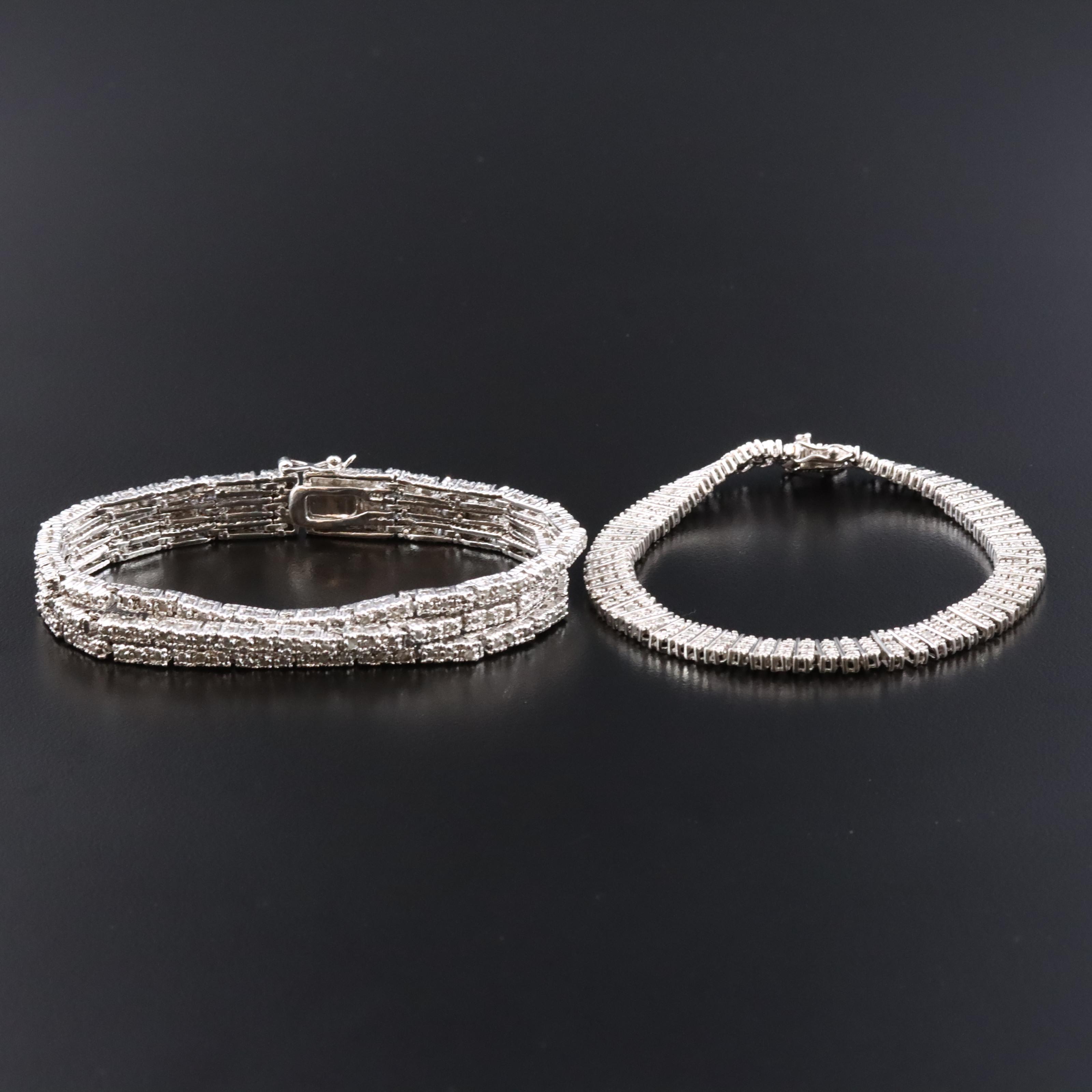 Sterling and Diamonds Featured in Bracelet Pairing