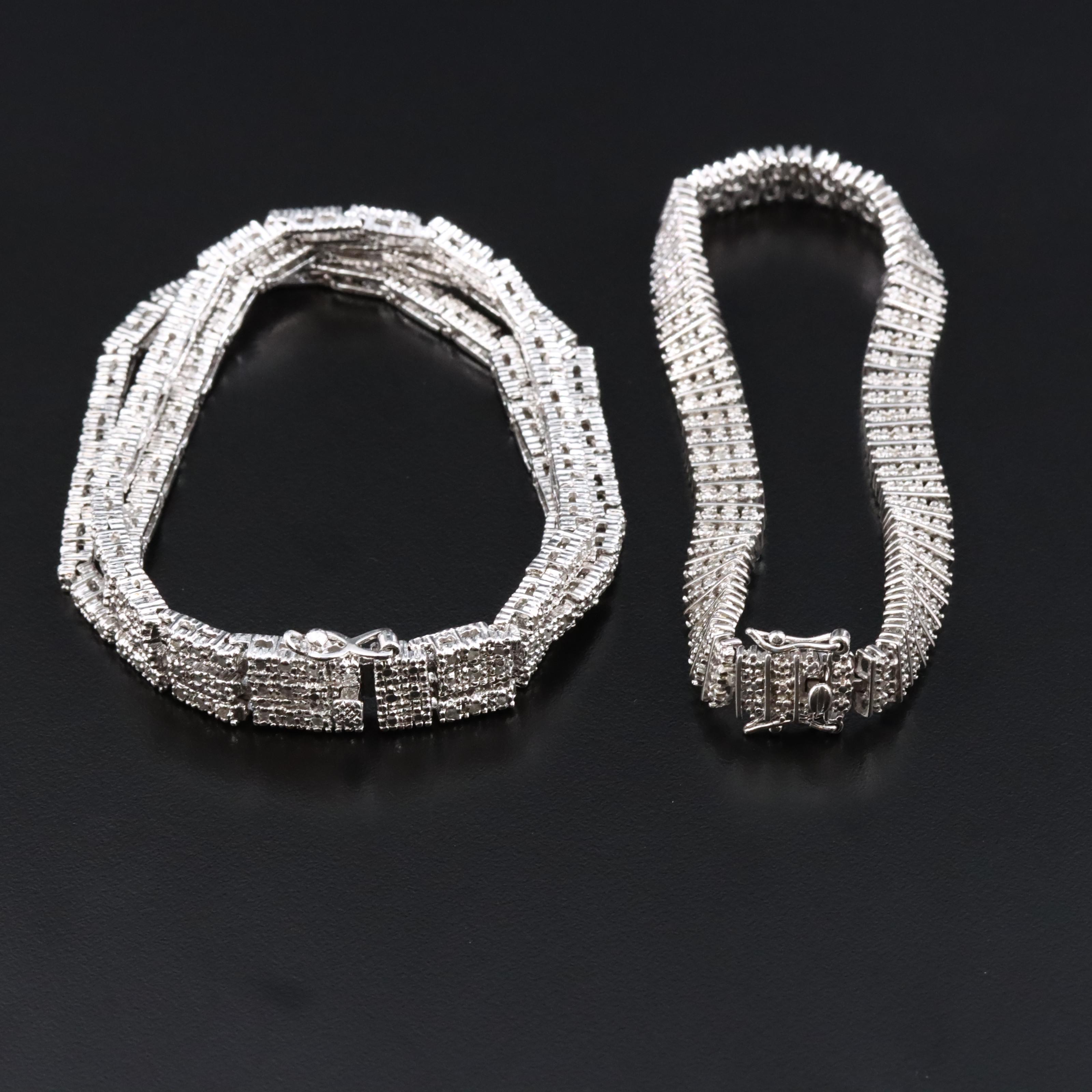 Sterling and Diamonds Featured in Bracelet Pairing