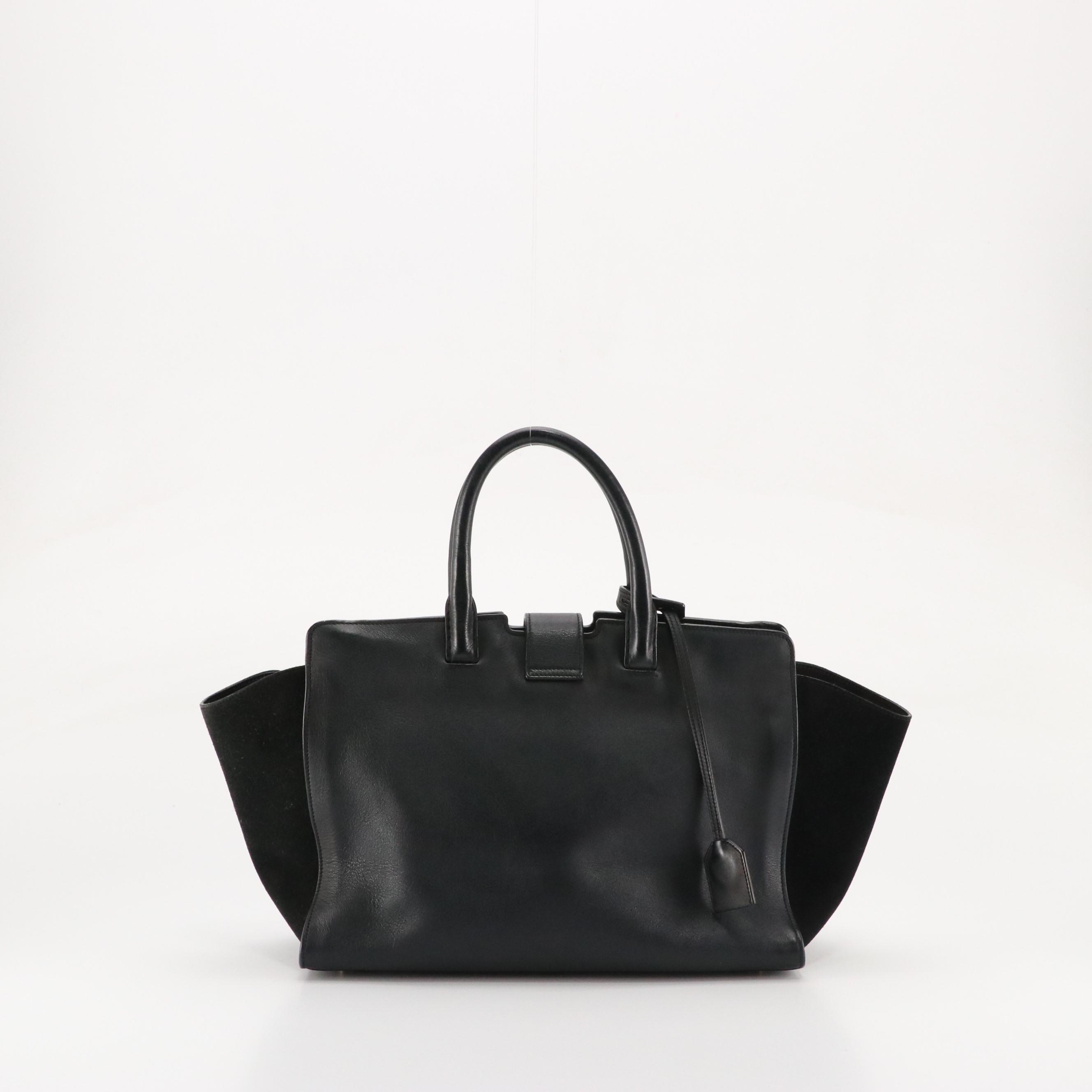 Saint Laurent Downtown Cabas Two-Way Satchel in Calfskin Leather and Suede