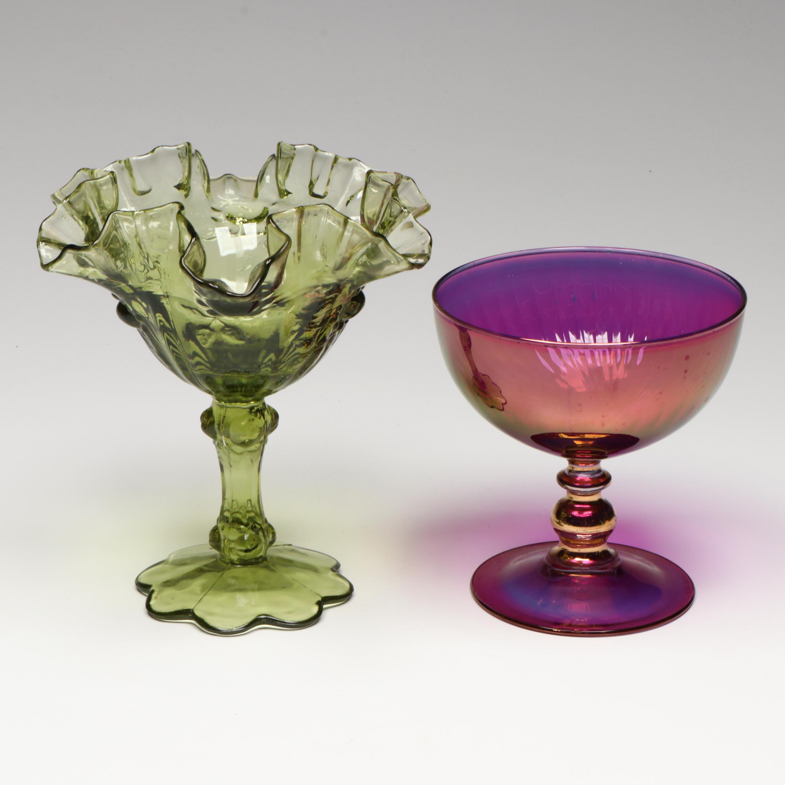 EAPG Tree Stump Toothpick Holder with Other Glass Decor, 20th Century