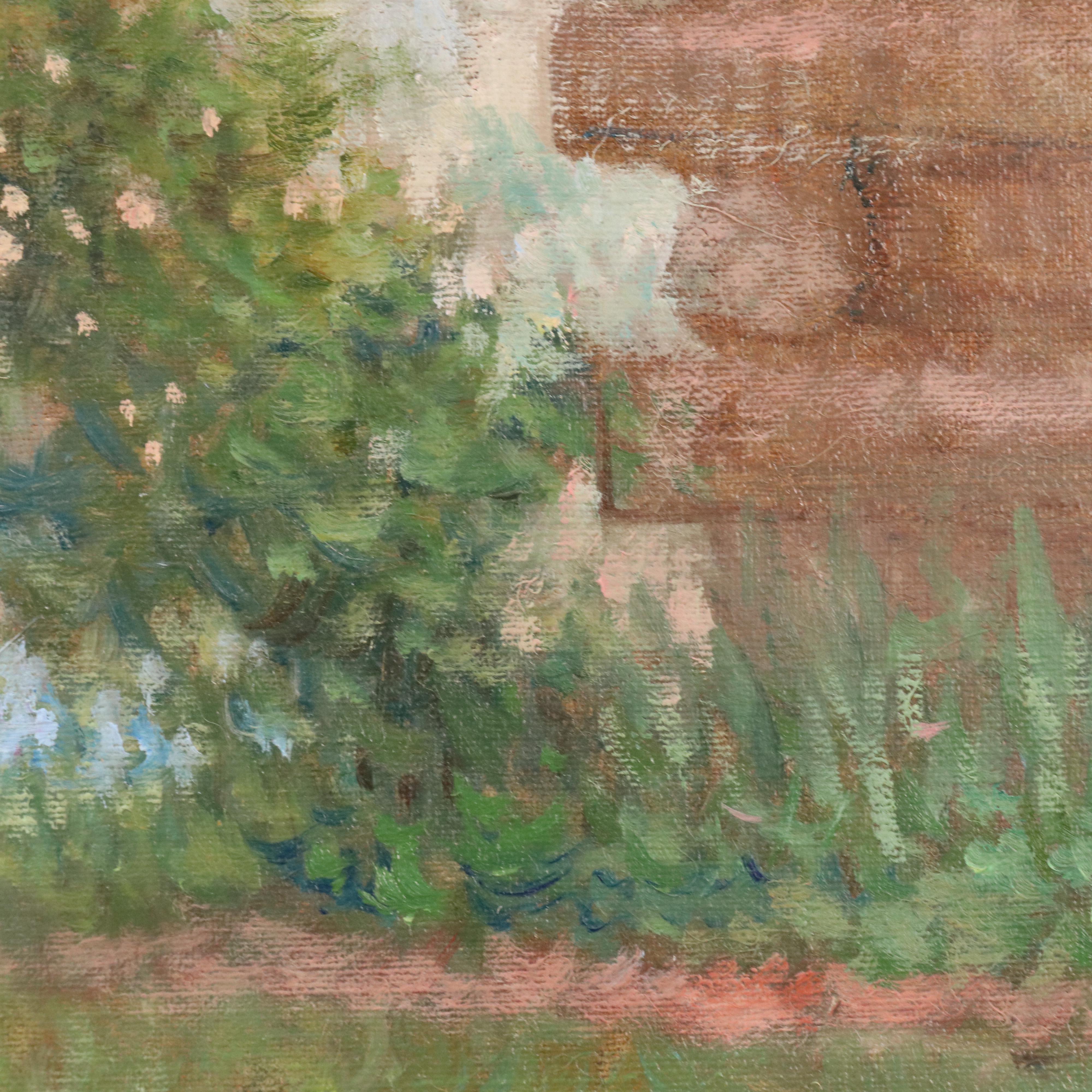 Vivian Hollan Swain Landscape Oil Painting with Floral Field