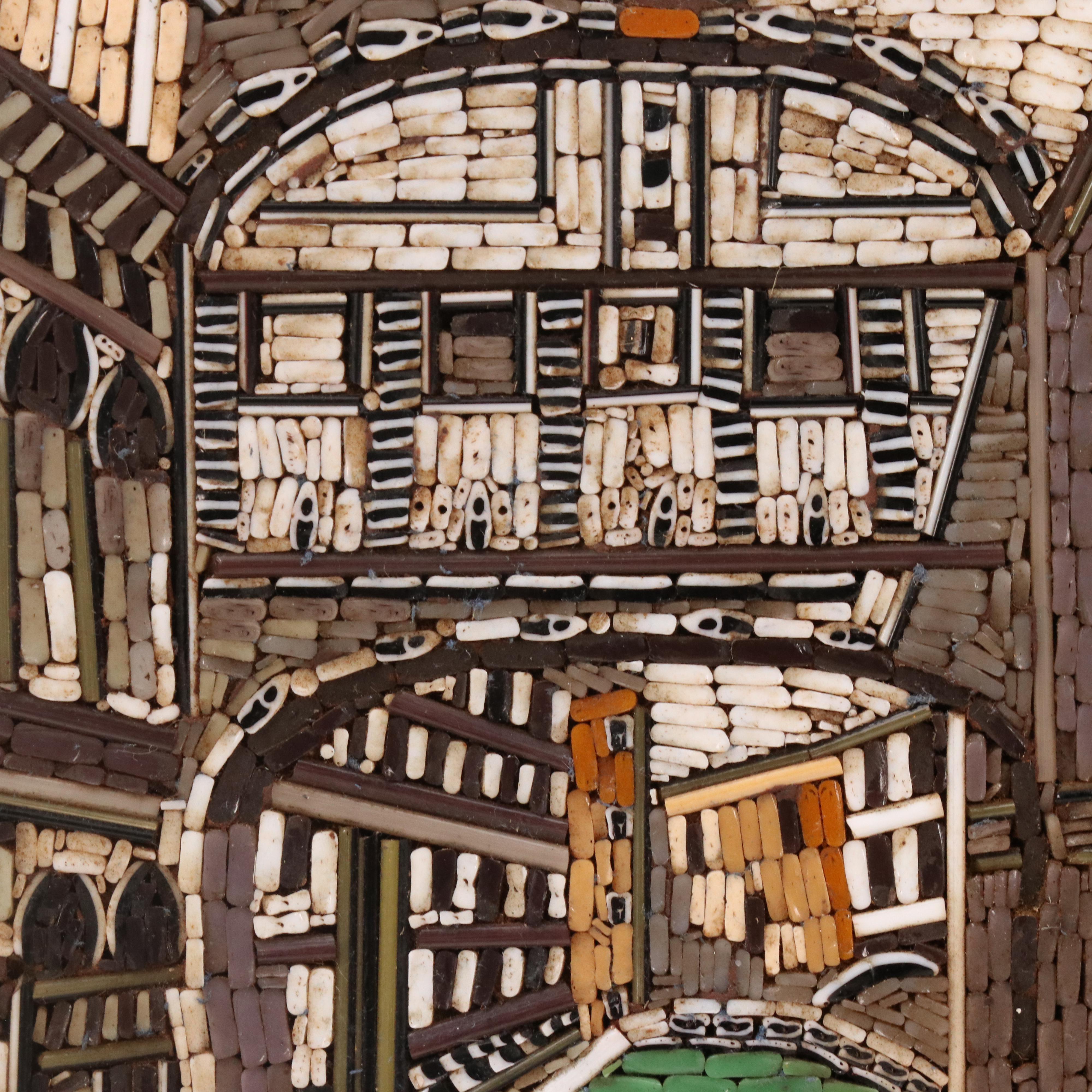 Framed Mosaic with Canal Scene, 20th Century