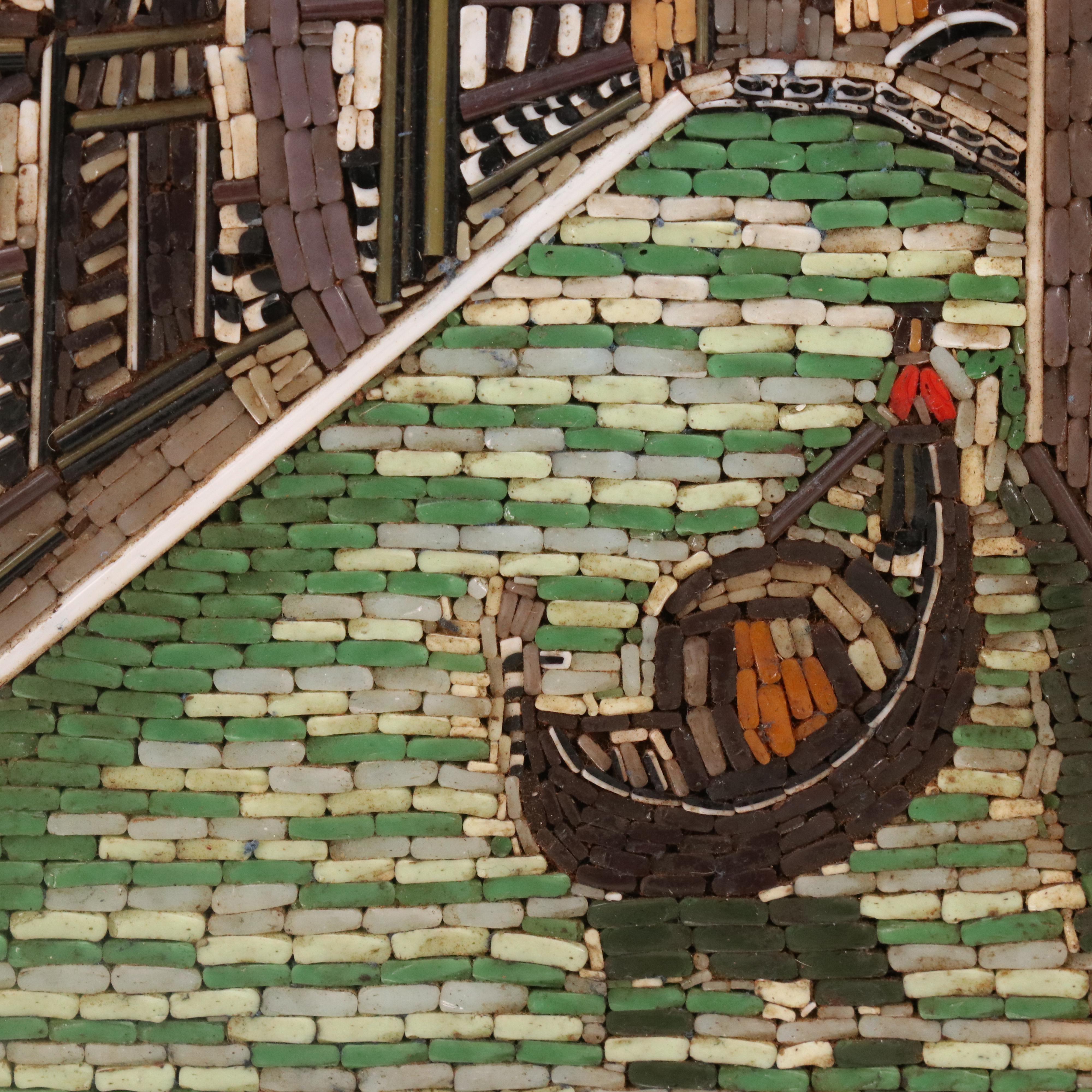 Framed Mosaic with Canal Scene, 20th Century