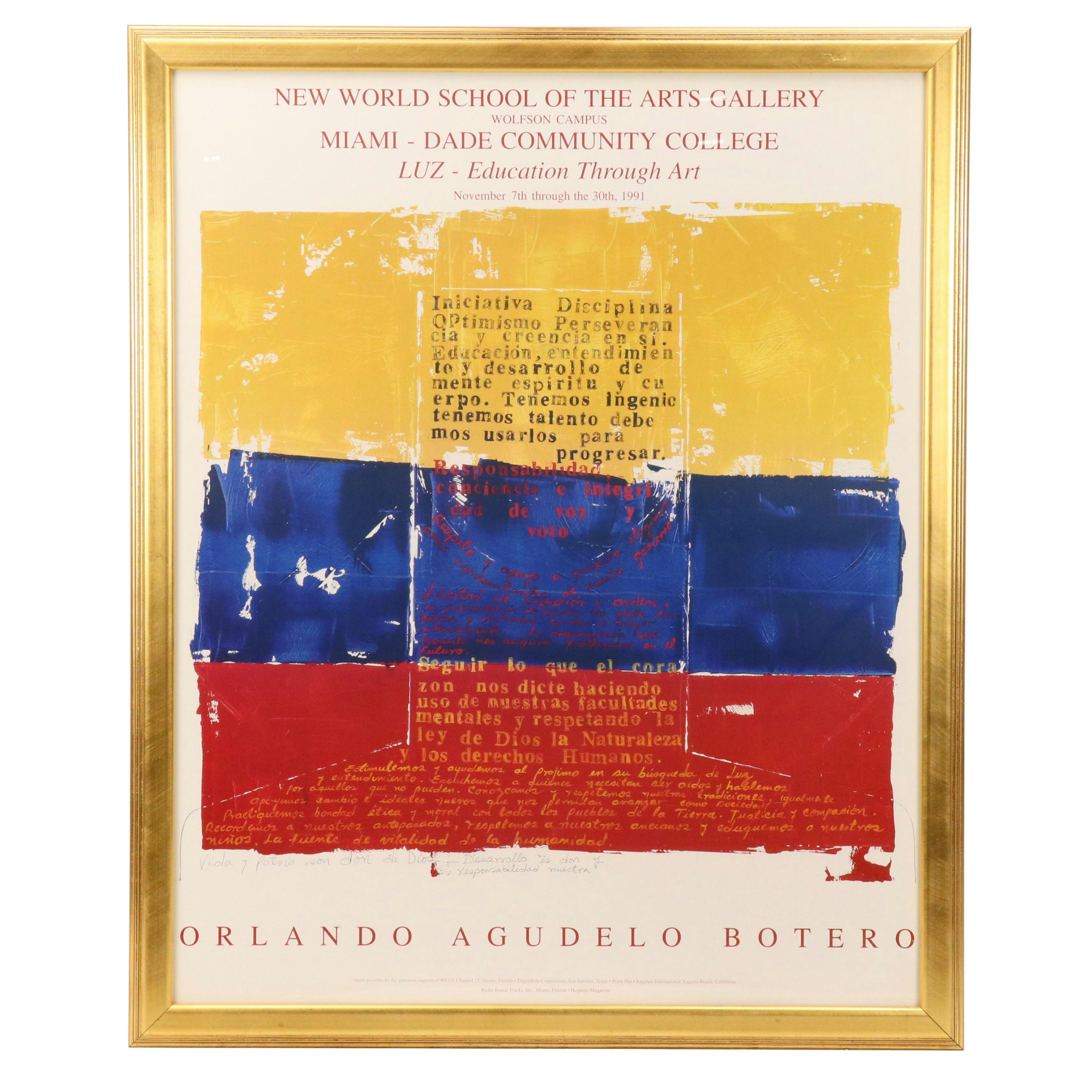 Offset Lithograph Exhibition Poster After Orlando Agudelo-Botero, 1991