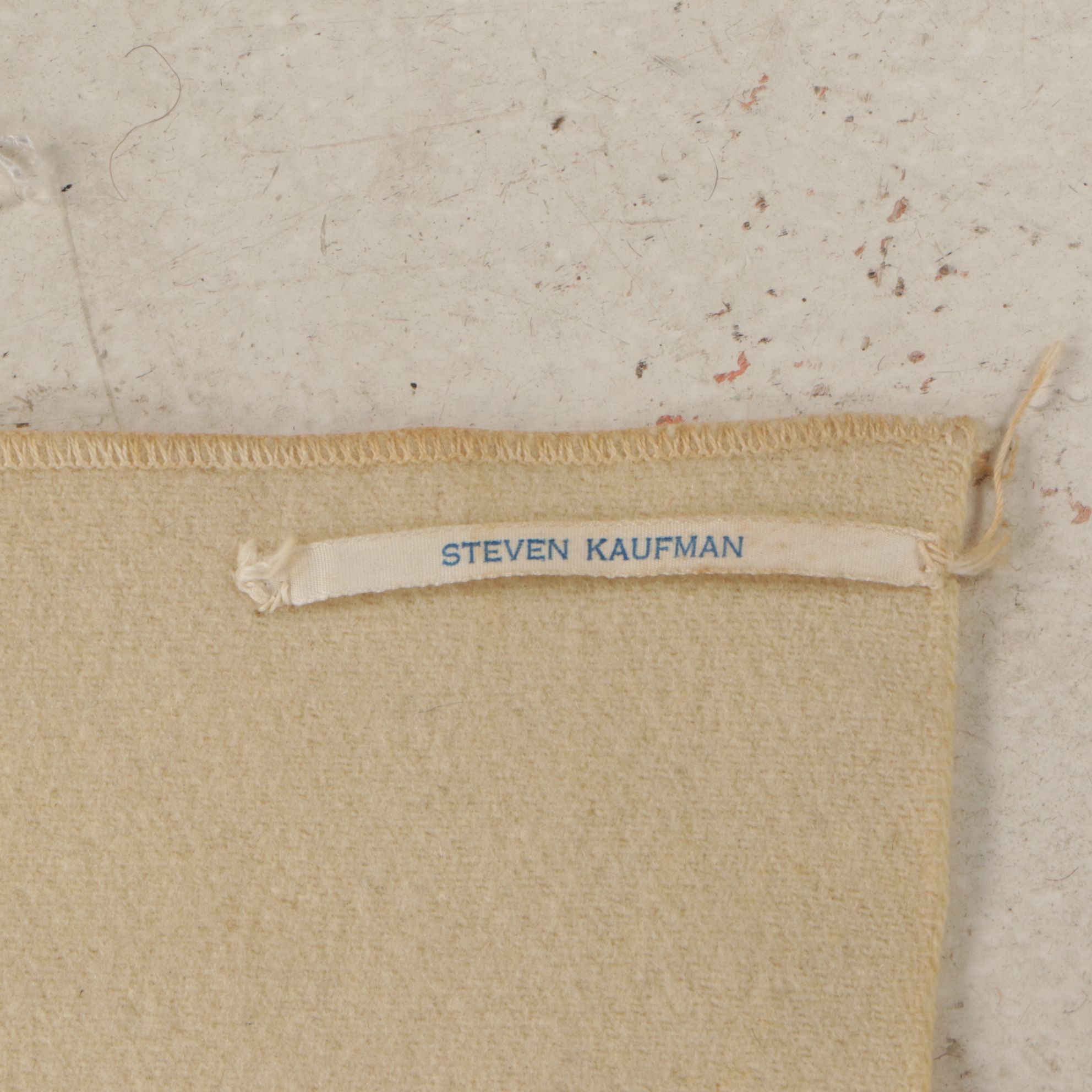 World War II Era U.S. Navy Cream and Striped Wool Blanket, Mid-20th C.