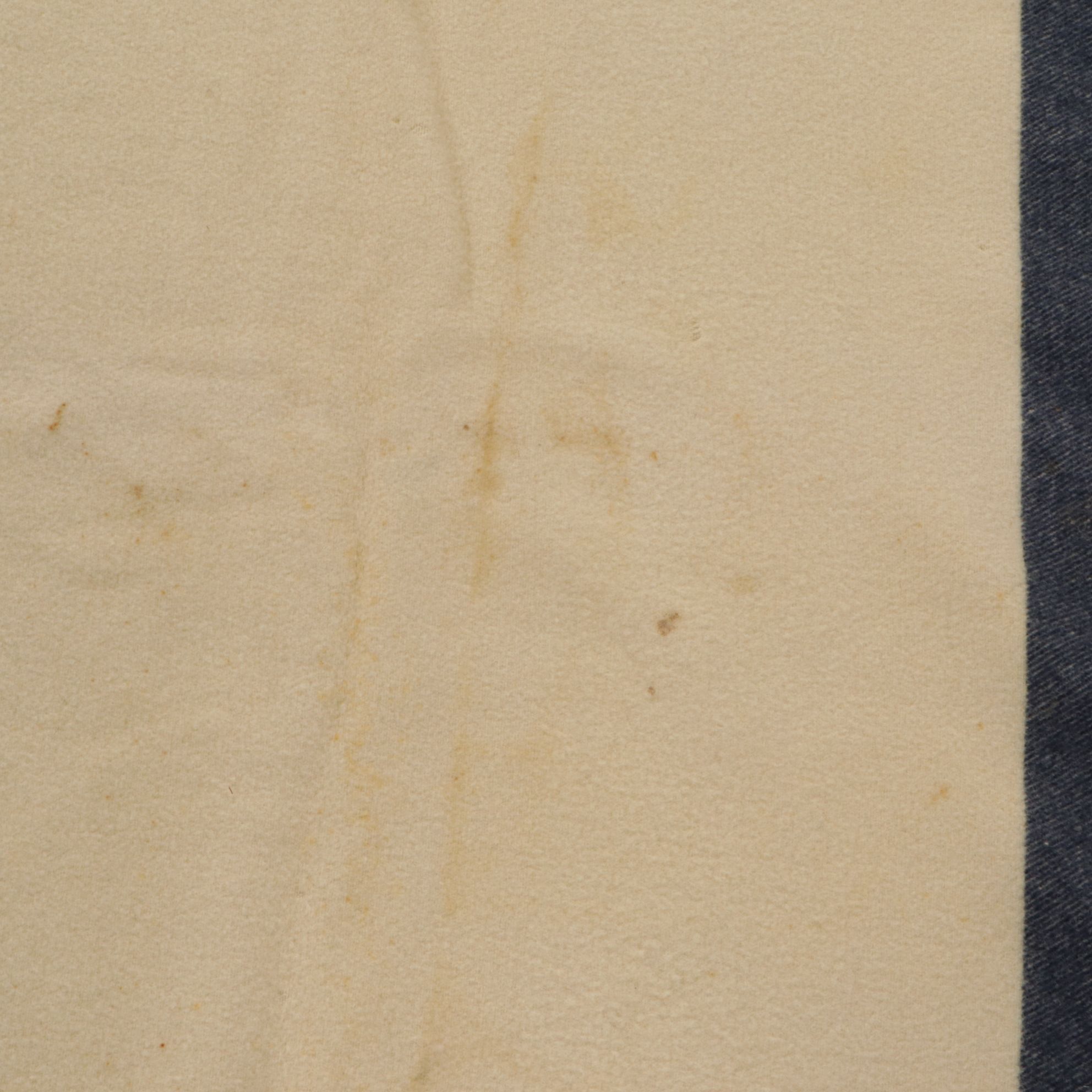 World War II Era U.S. Navy Cream and Striped Wool Blanket, Mid-20th C.