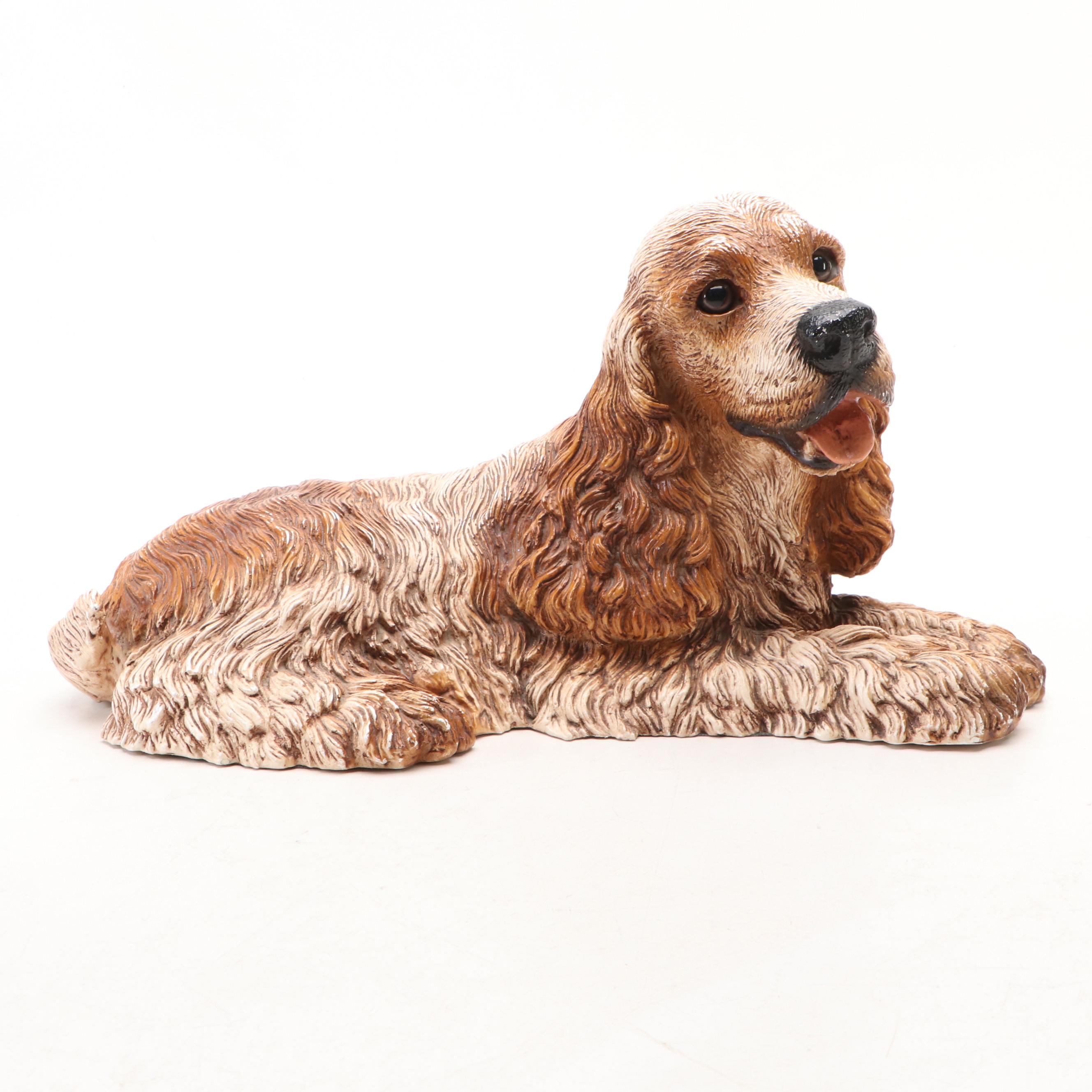 Napco Ceramic Poodle Piggy Bank with Homco Cocker Spaniel Figurine, 20th C.