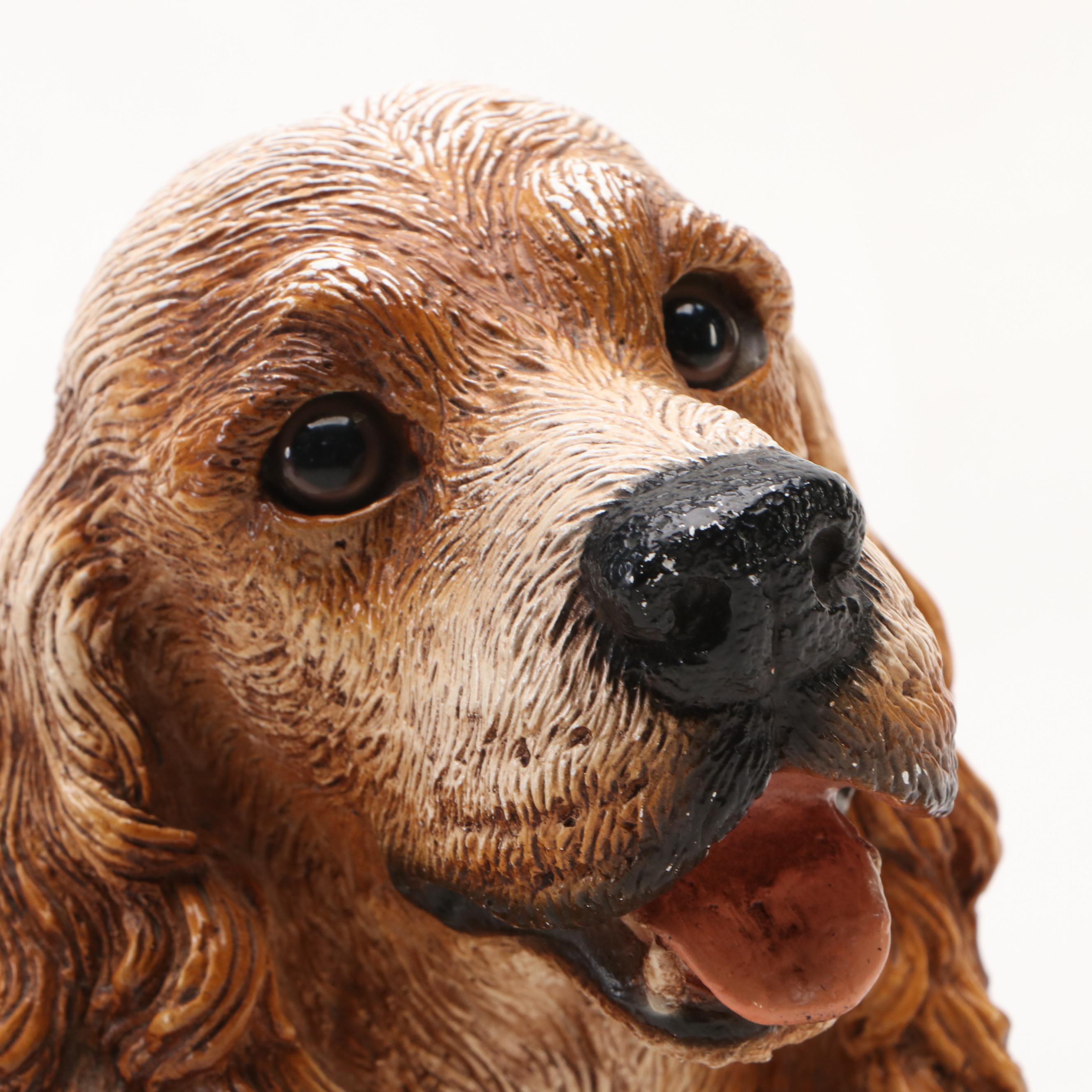 Napco Ceramic Poodle Piggy Bank with Homco Cocker Spaniel Figurine, 20th C.