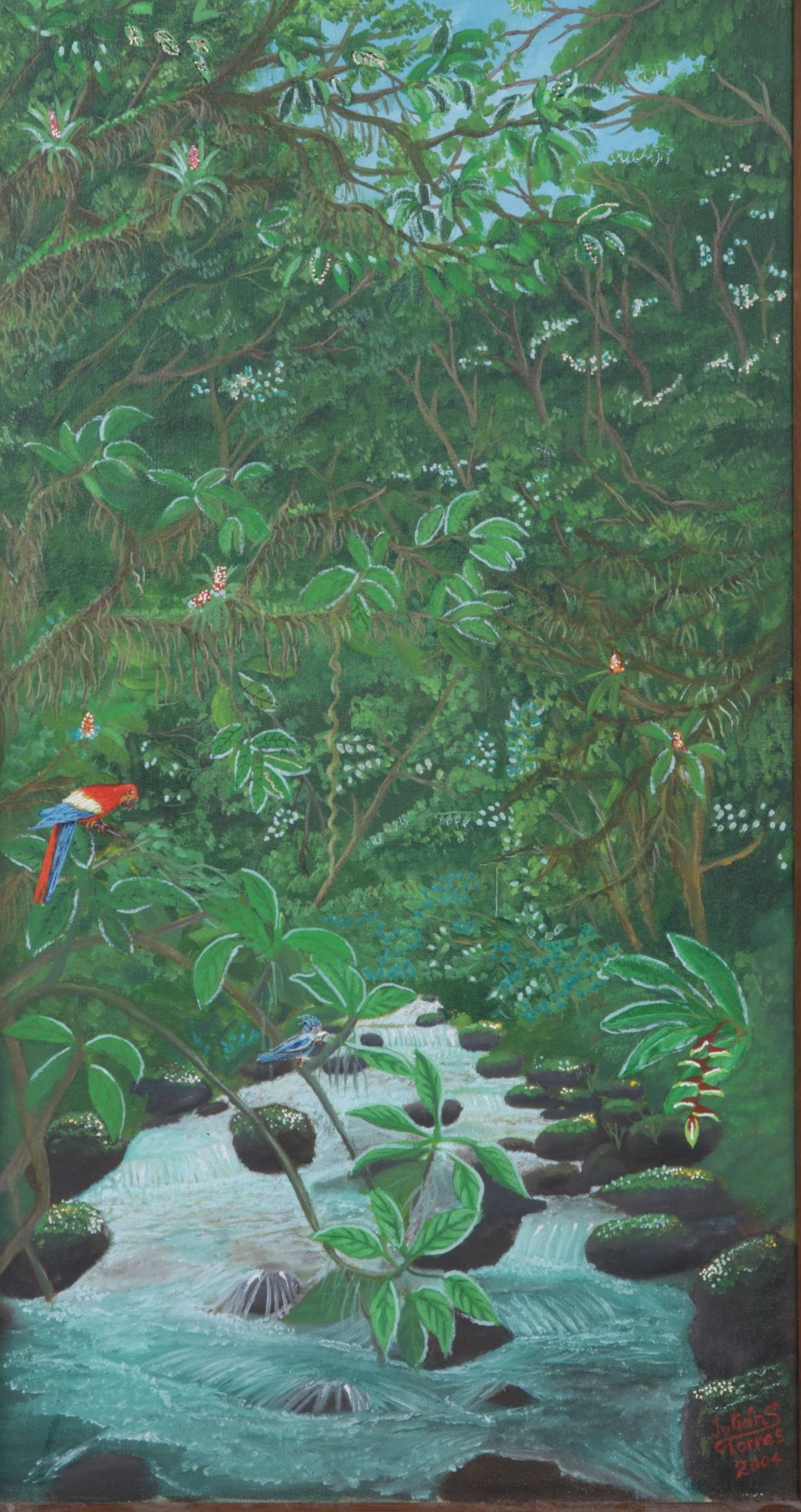 Julian Torres Tropical Rainforest Landscape Oil Painting, 2004
