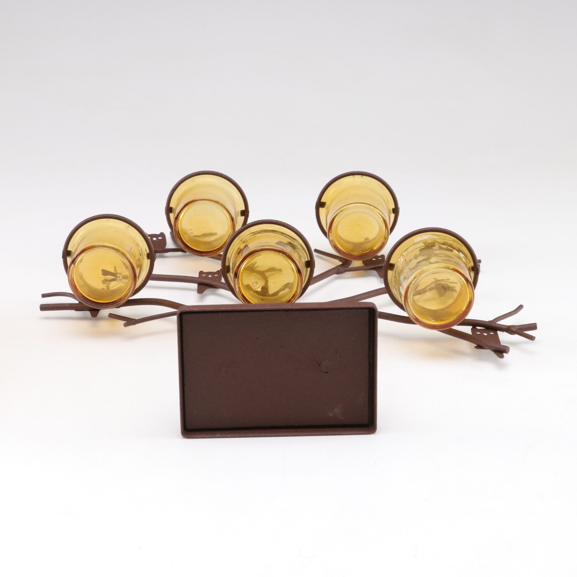 Metal and Glass Tree-Form Votive Holder and Blown Glass Vase