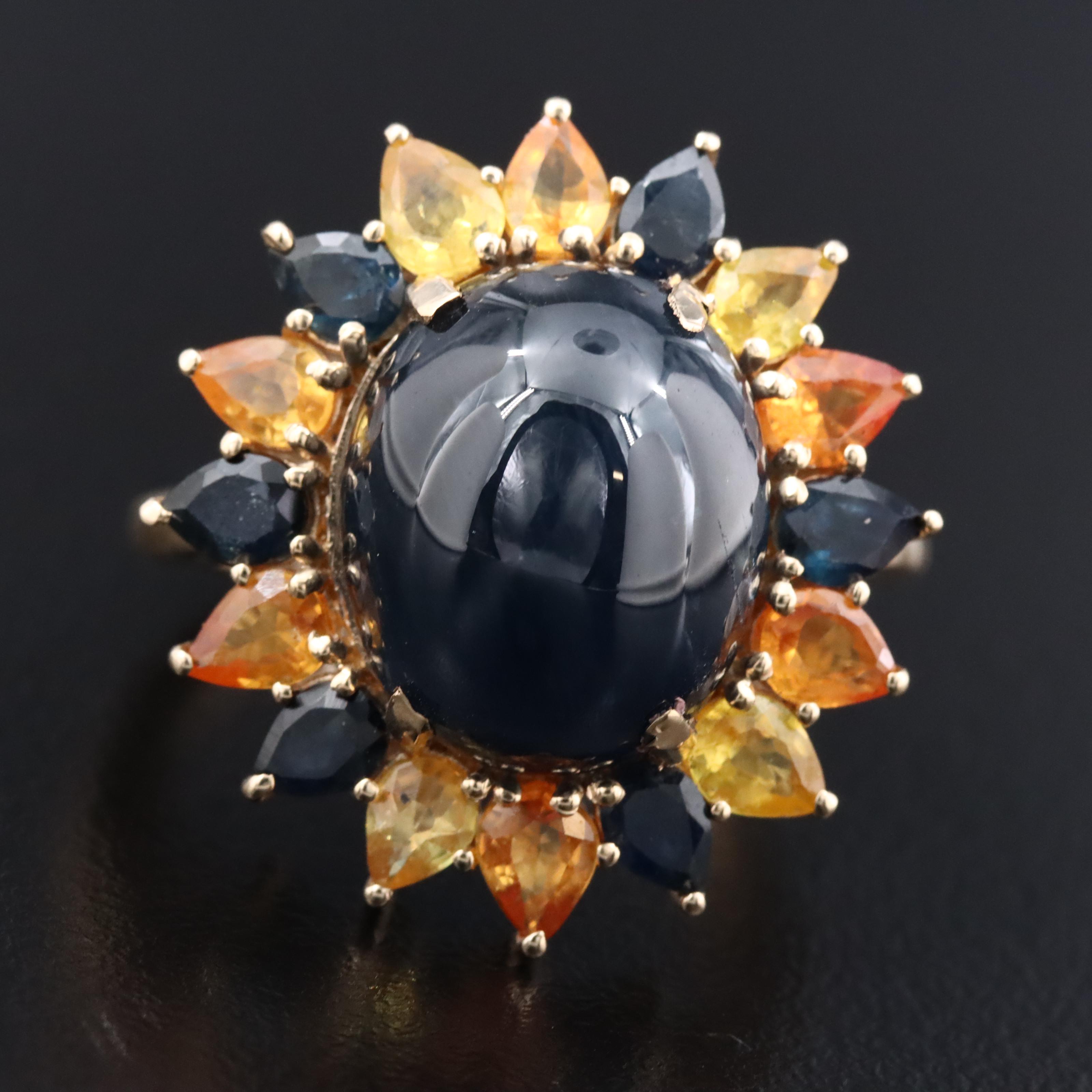 14K 12.56 CT Sapphire and Multi Colored Sapphire Ring with IGI Jewelry Report