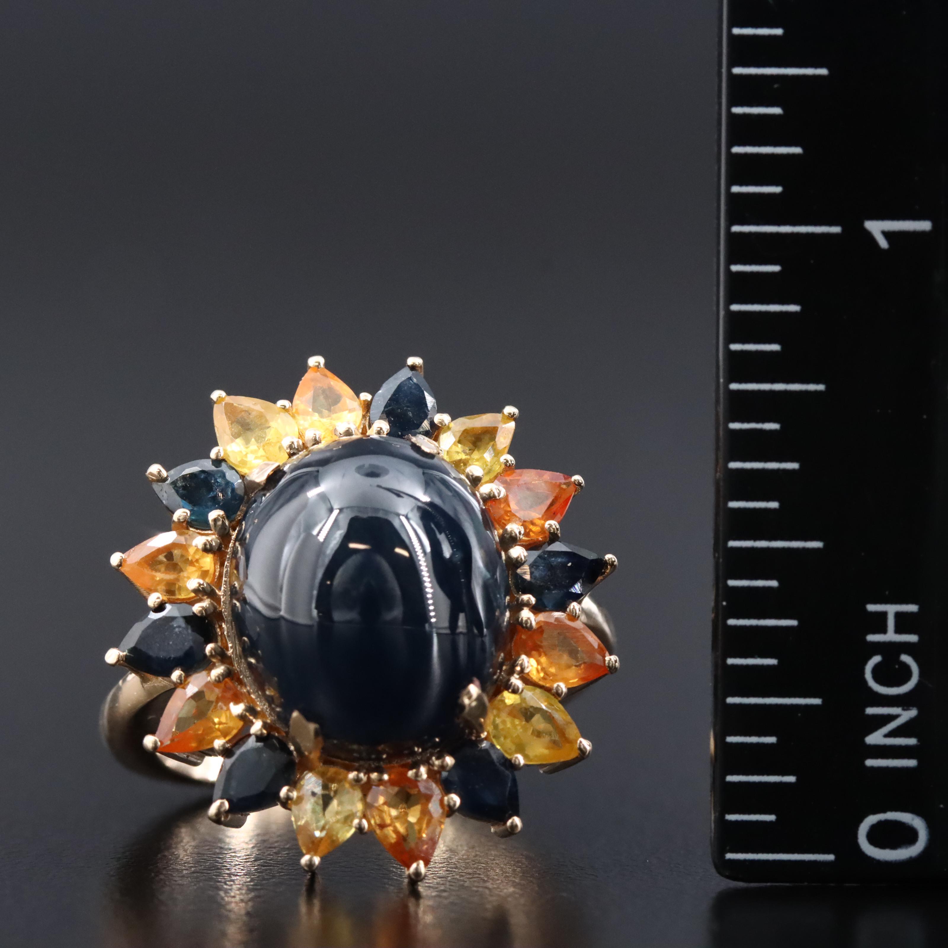 14K 12.56 CT Sapphire and Multi Colored Sapphire Ring with IGI Jewelry Report