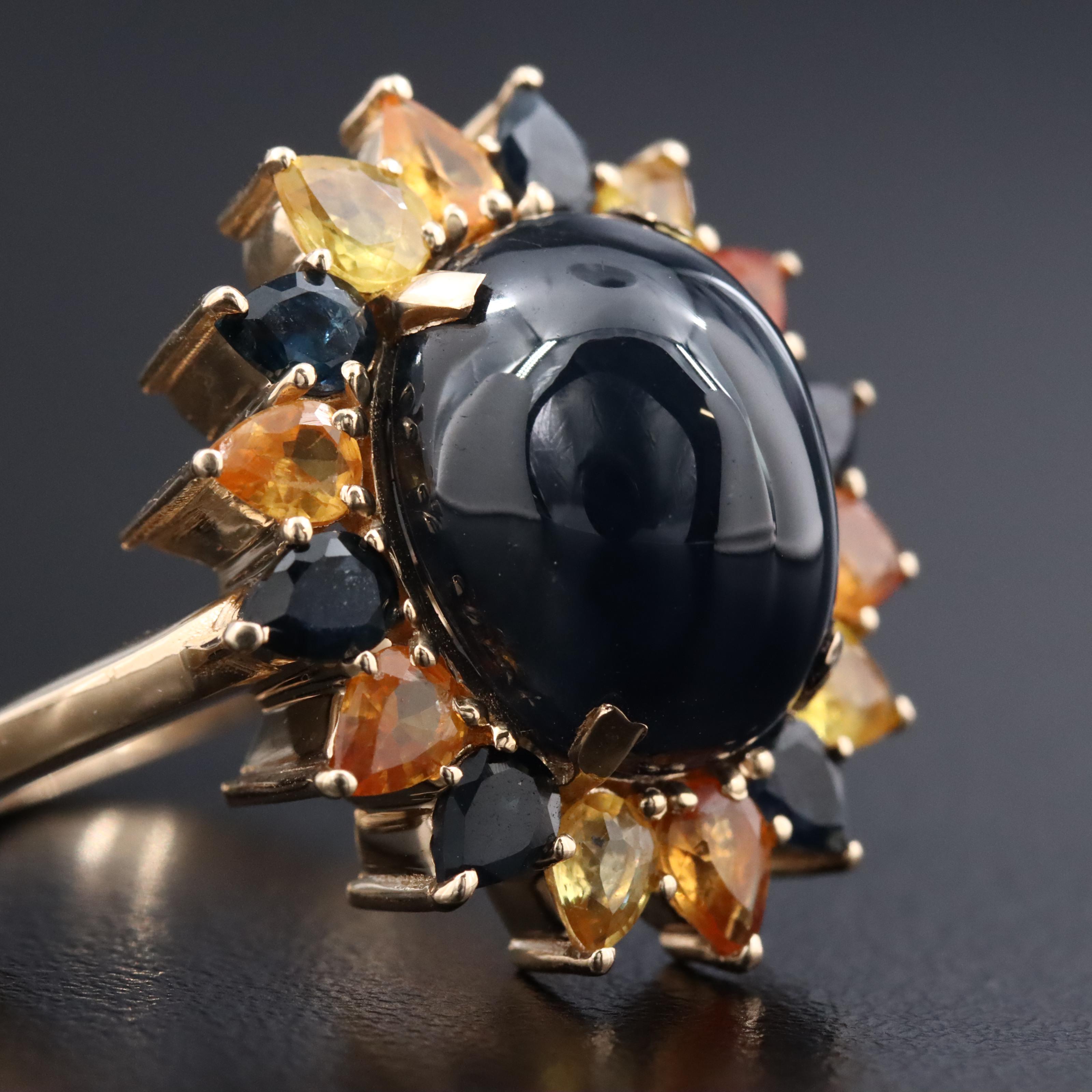 14K 12.56 CT Sapphire and Multi Colored Sapphire Ring with IGI Jewelry Report