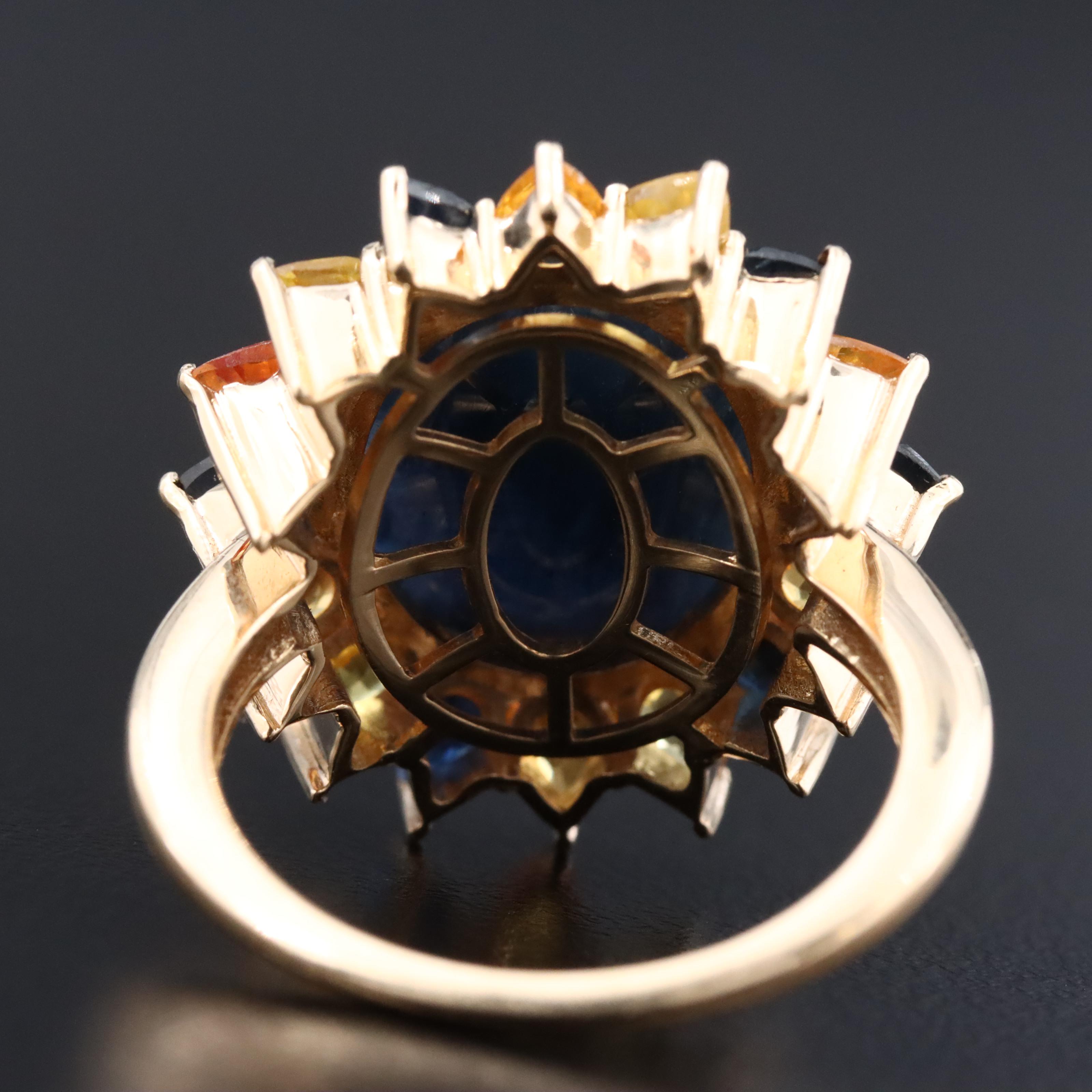 14K 12.56 CT Sapphire and Multi Colored Sapphire Ring with IGI Jewelry Report