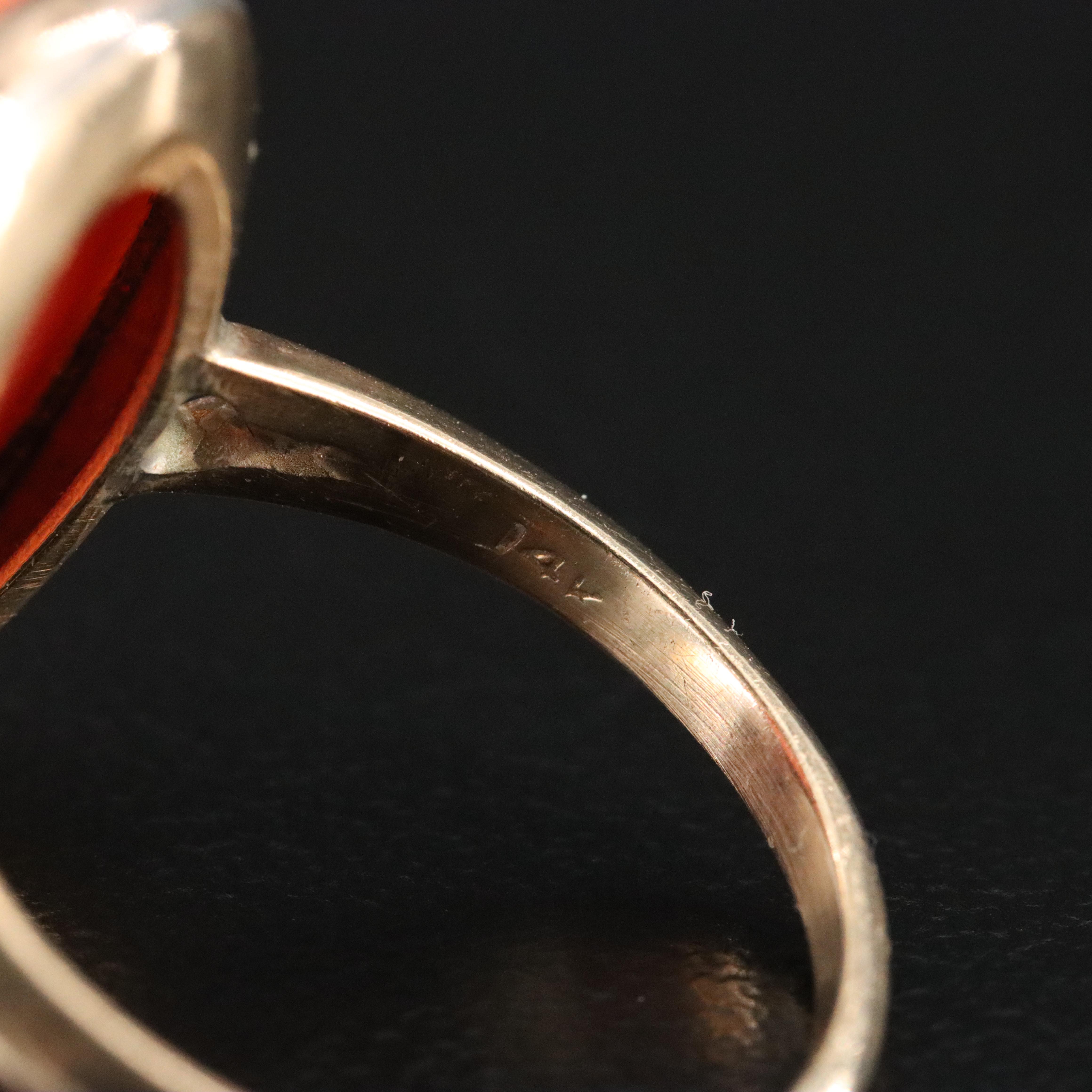 Antique 14K Carved Coral Cameo Ring